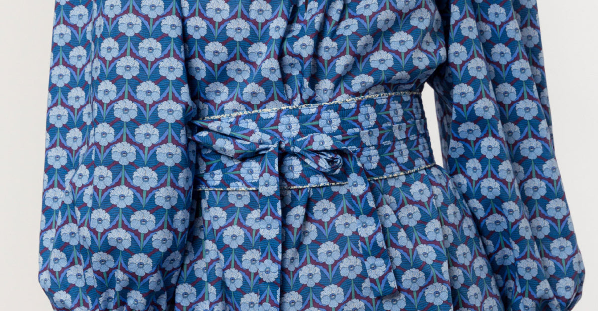 LIBERTY COTTON CHEVRON BLUE