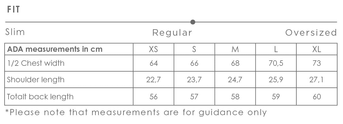 Ada shirt size chart