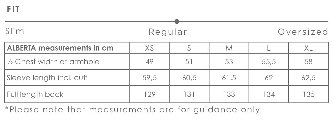 Alberta dress size chart