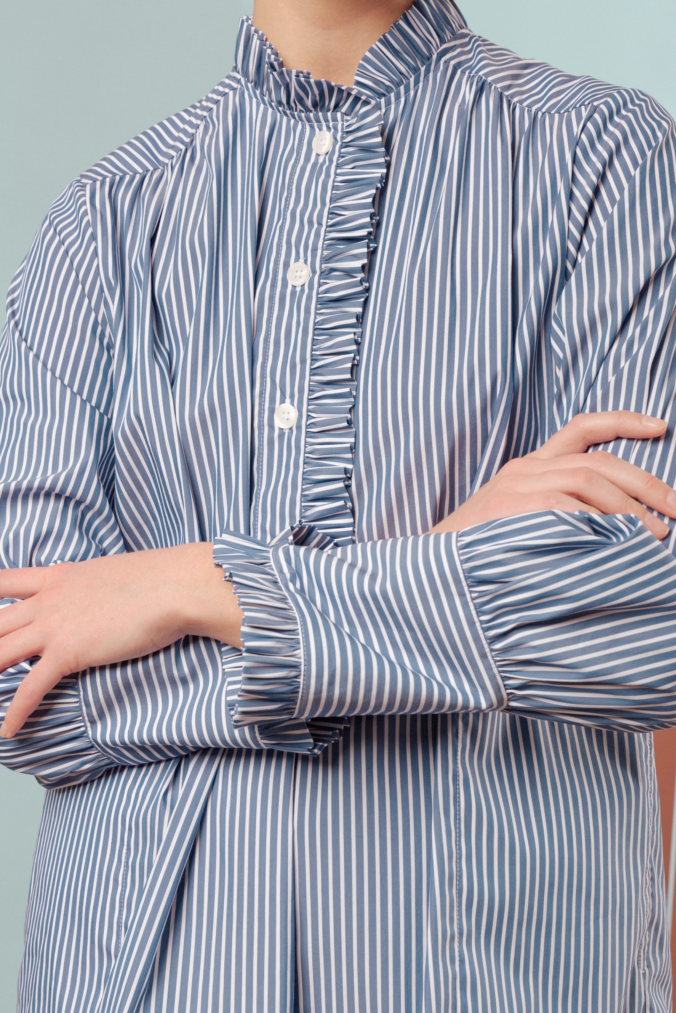 AGATA SHIRT - BLUE WHITE STRIPE