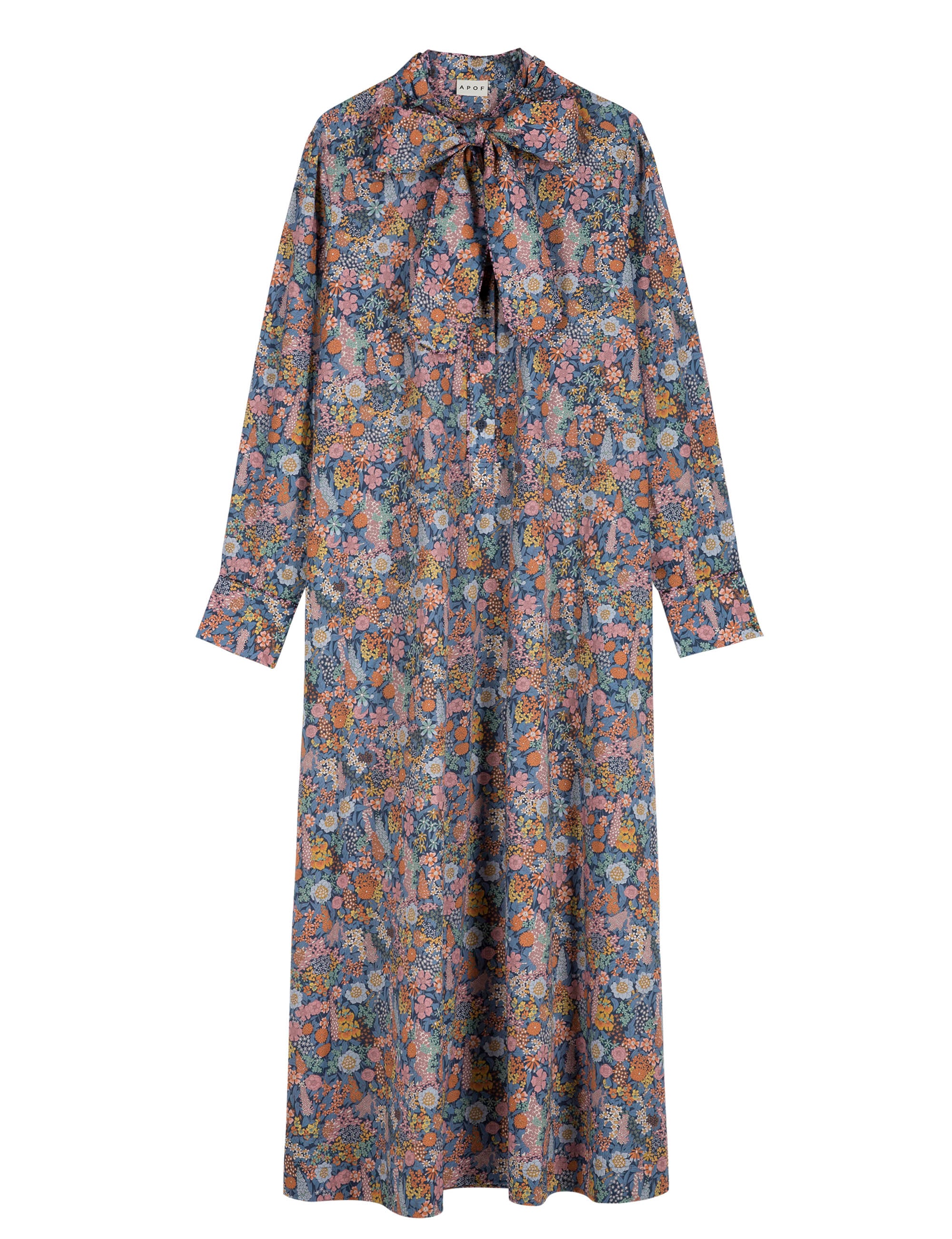 Maxi dress with flower pattern and big bow