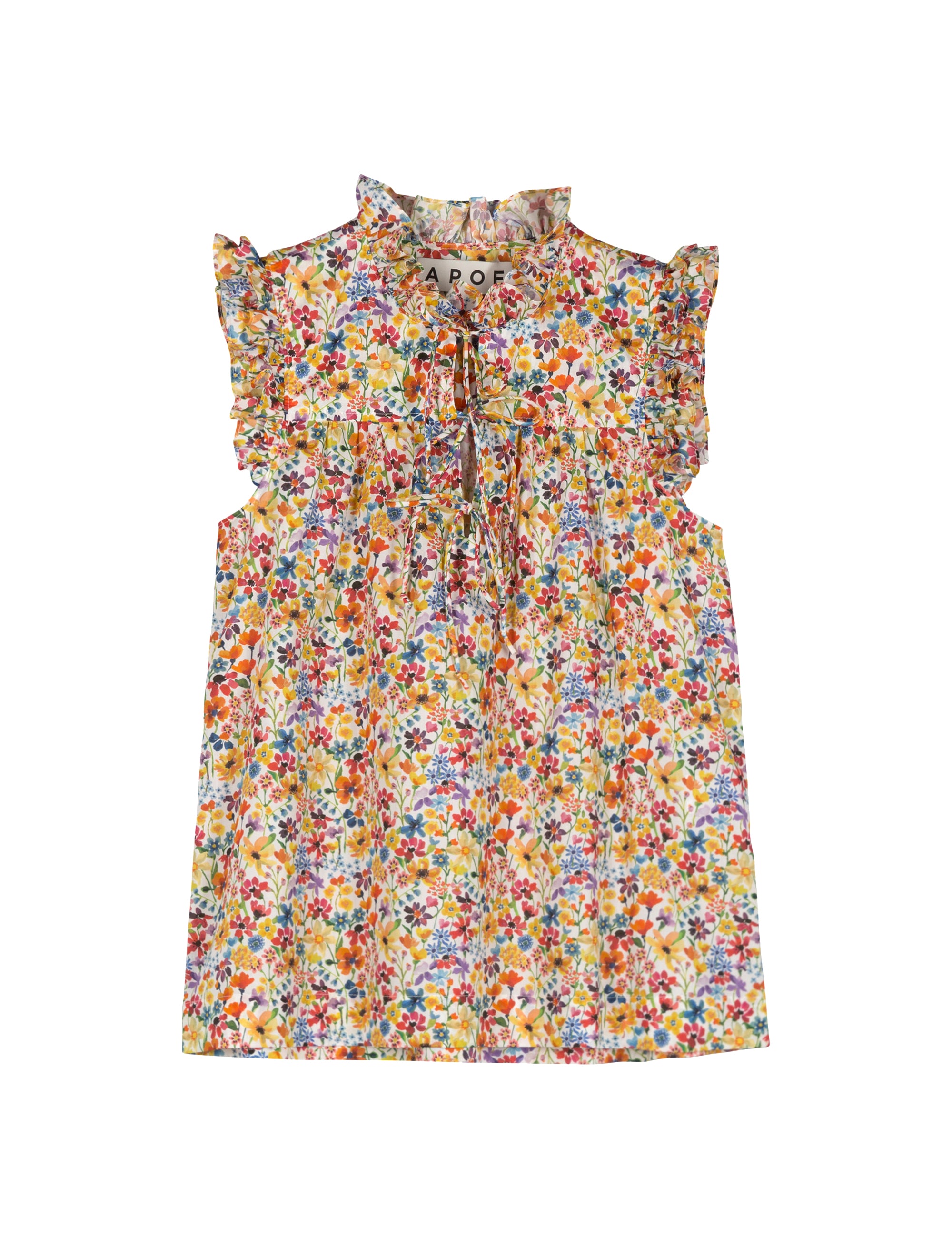Blouse with short sleeves and multi color flower pattern