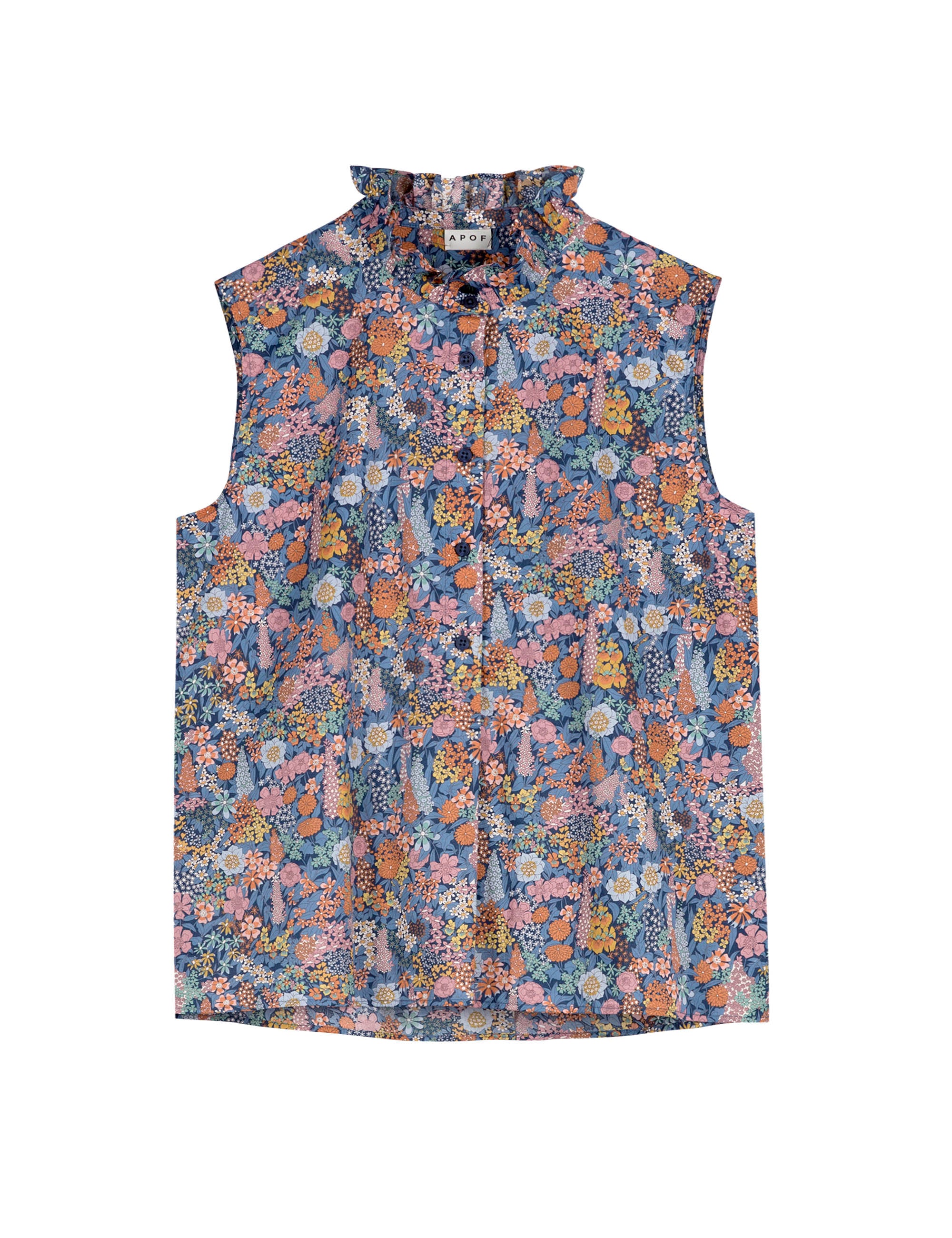 Short sleeved top with flower pattern and frills