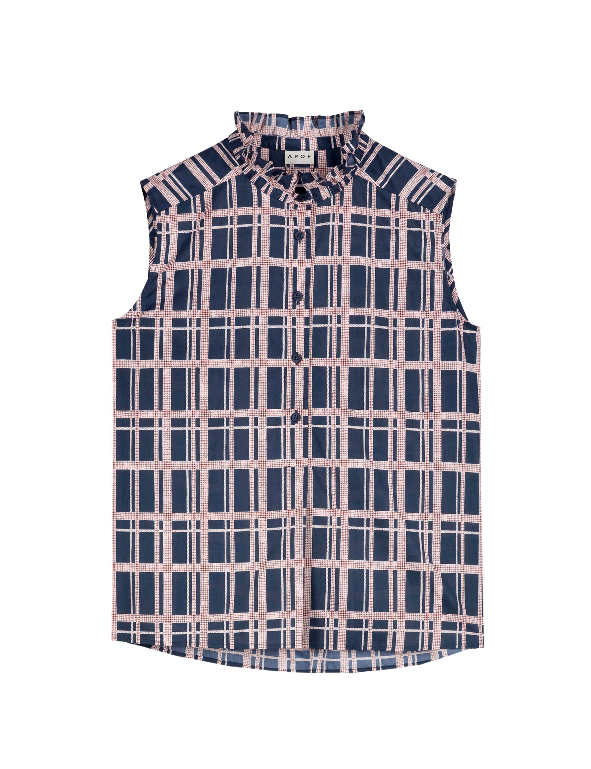 Checked short sleeved top with frills
