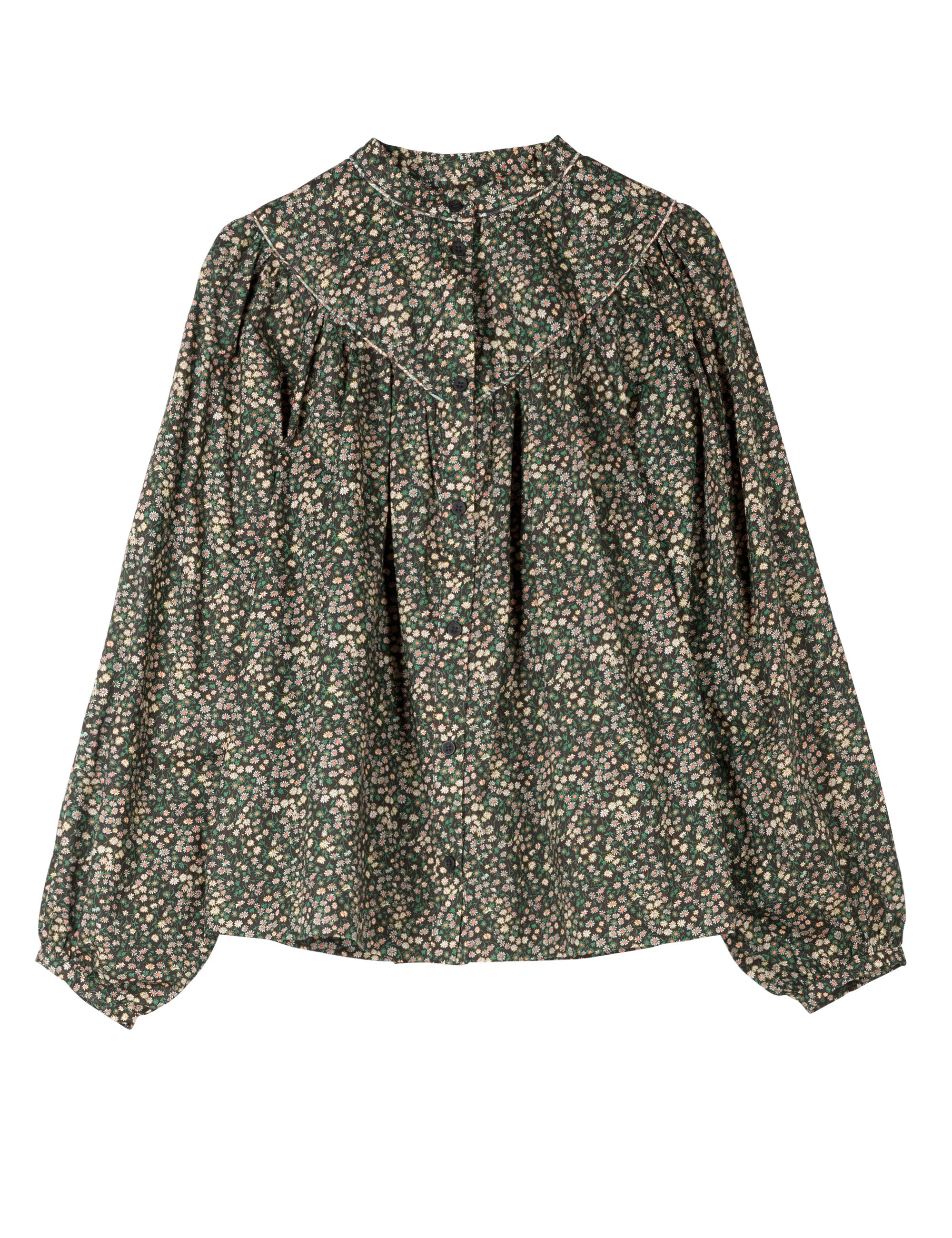 marguerite flowers print blouse with long sleeves