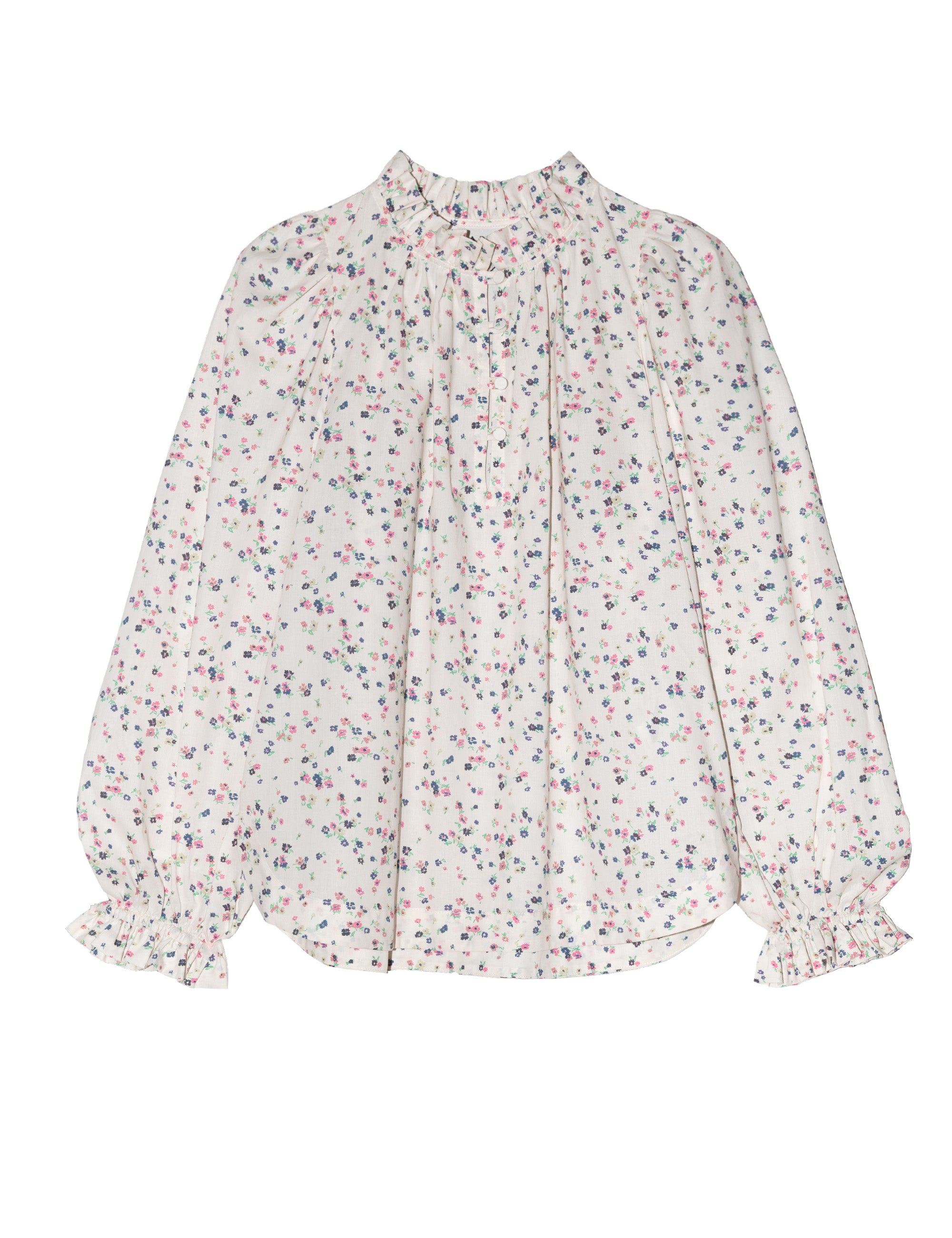 White long sleeved women's shirt with small flowers