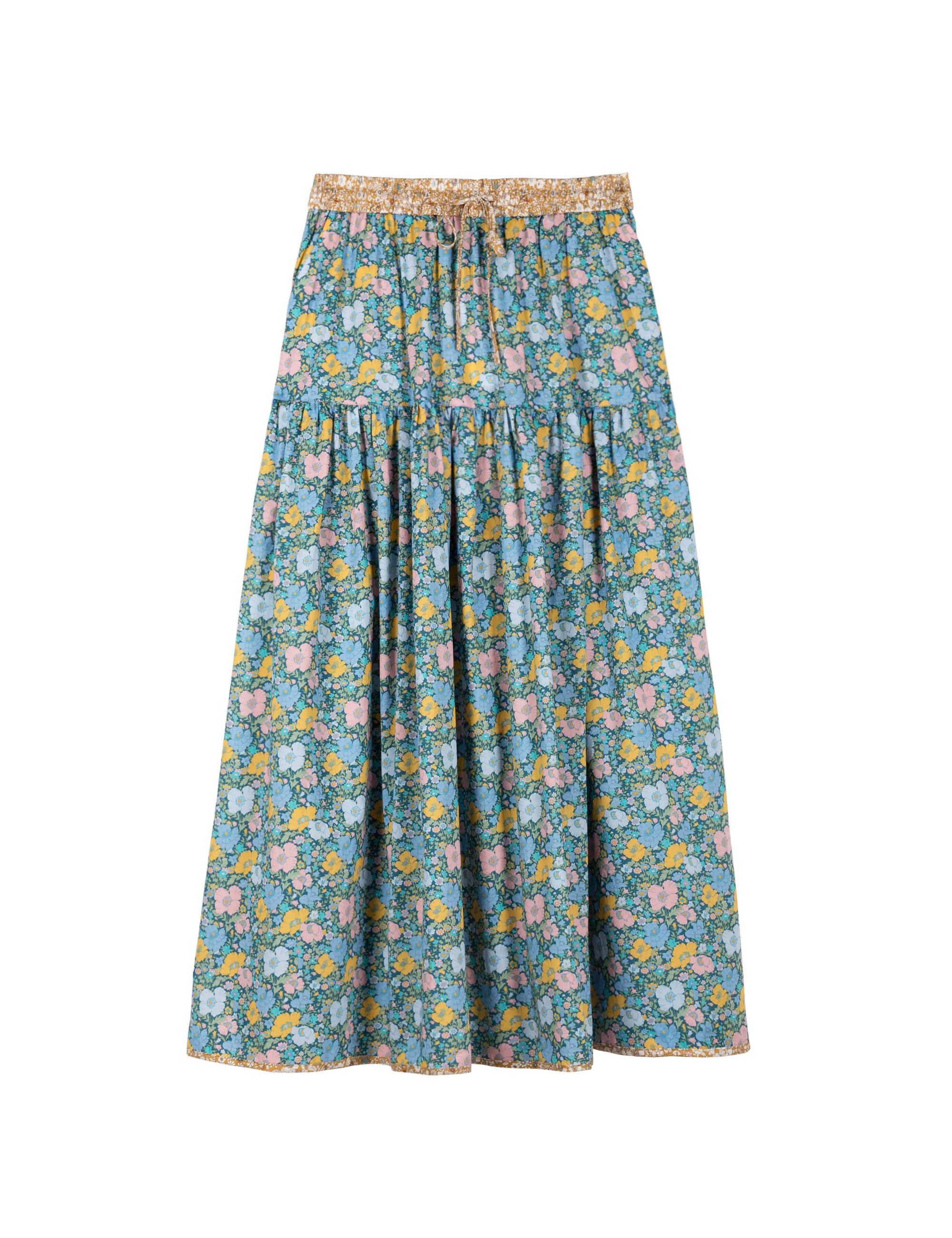 Maxi skirt with multi colored  flower pattern