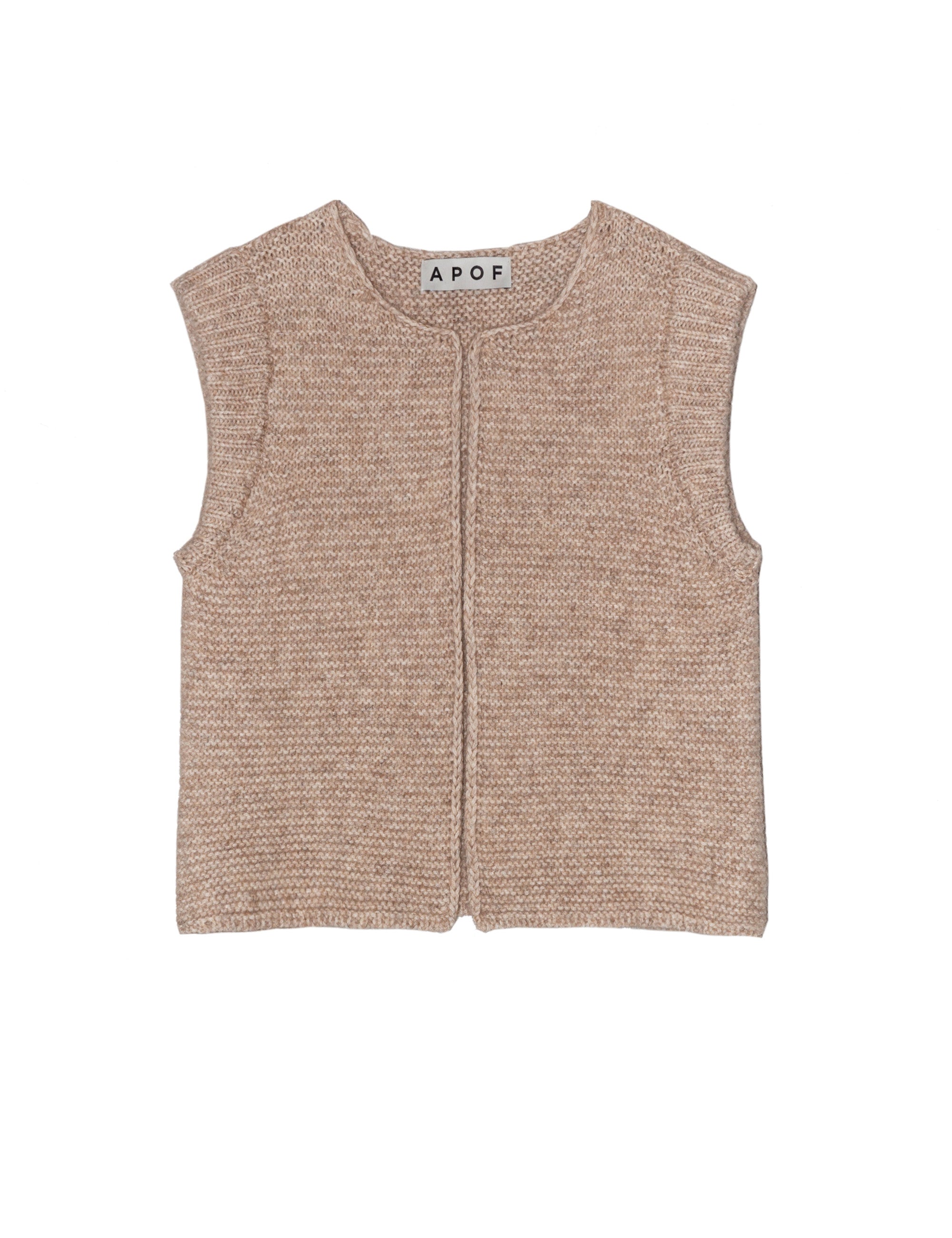 Beige knitted women's wool vest
