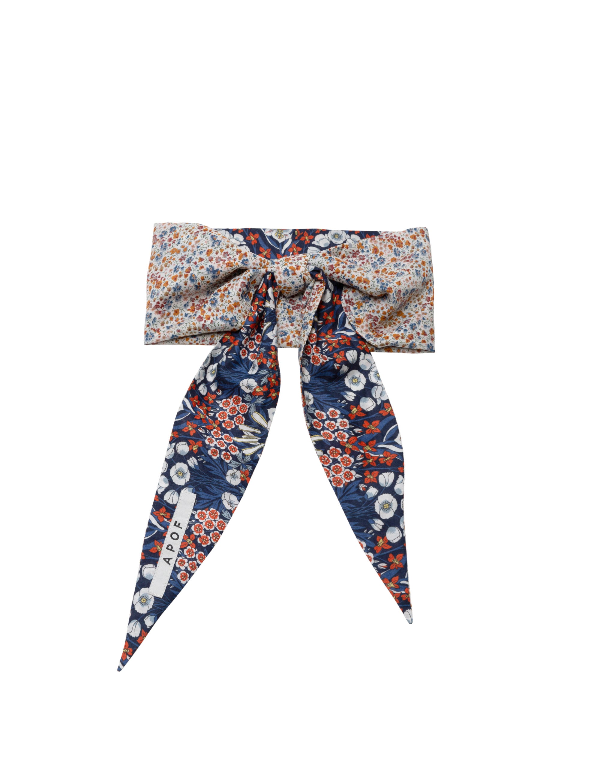Multi-colored cotton bandana hair band with flower pattern