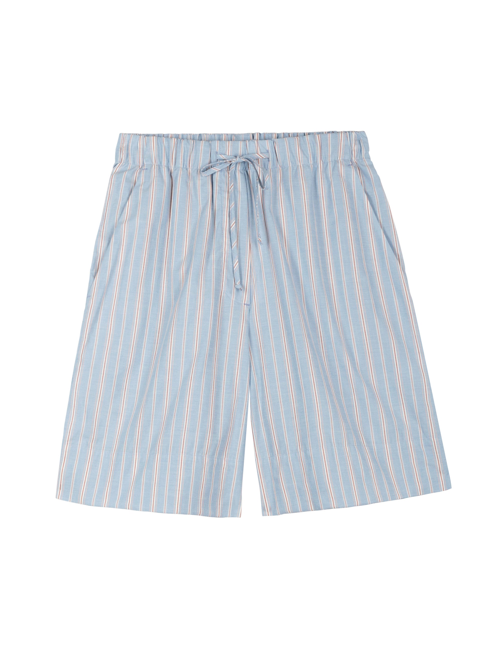 Women's cotton shorts with blue, red and white stripes