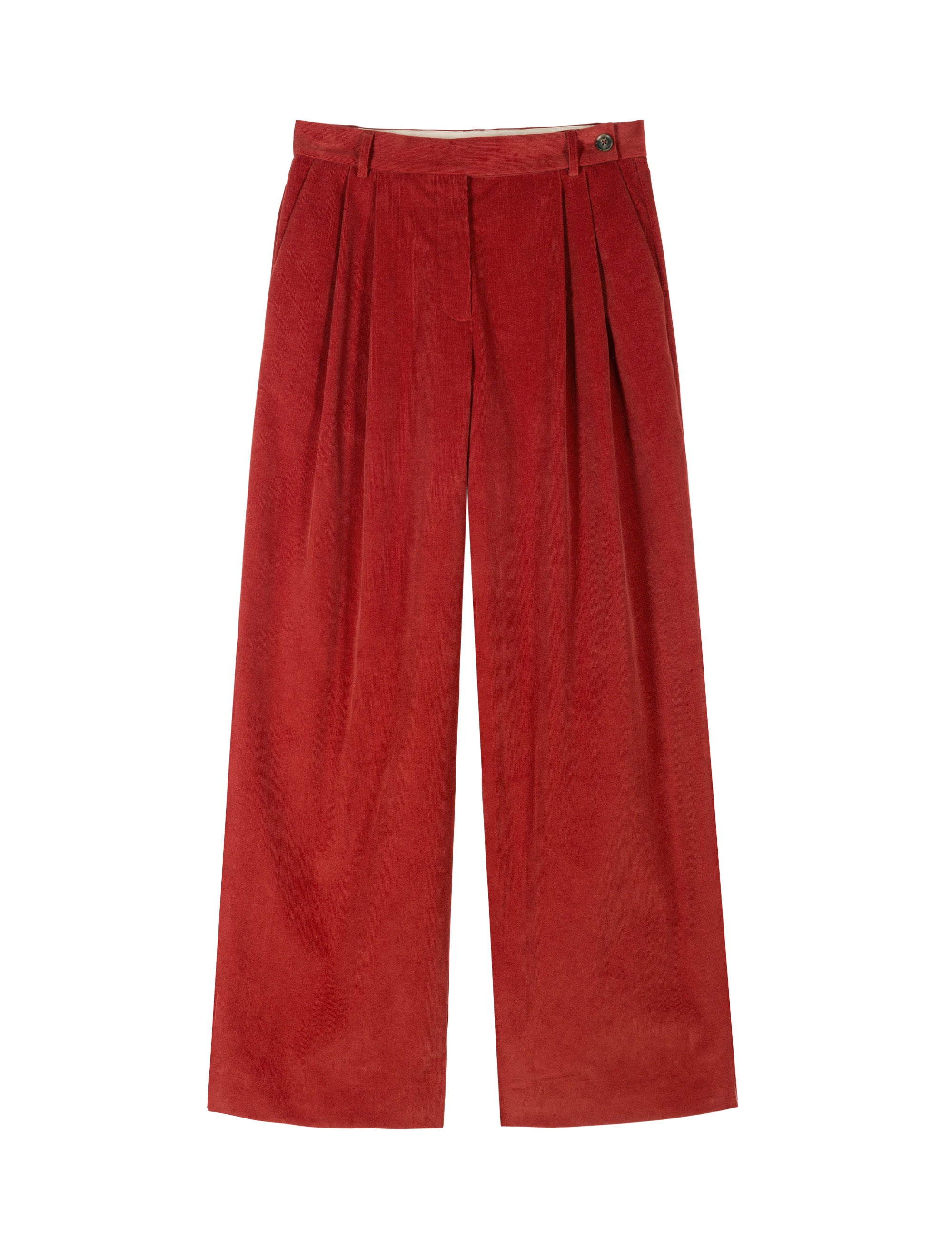 Women's wide red corduroy trousers