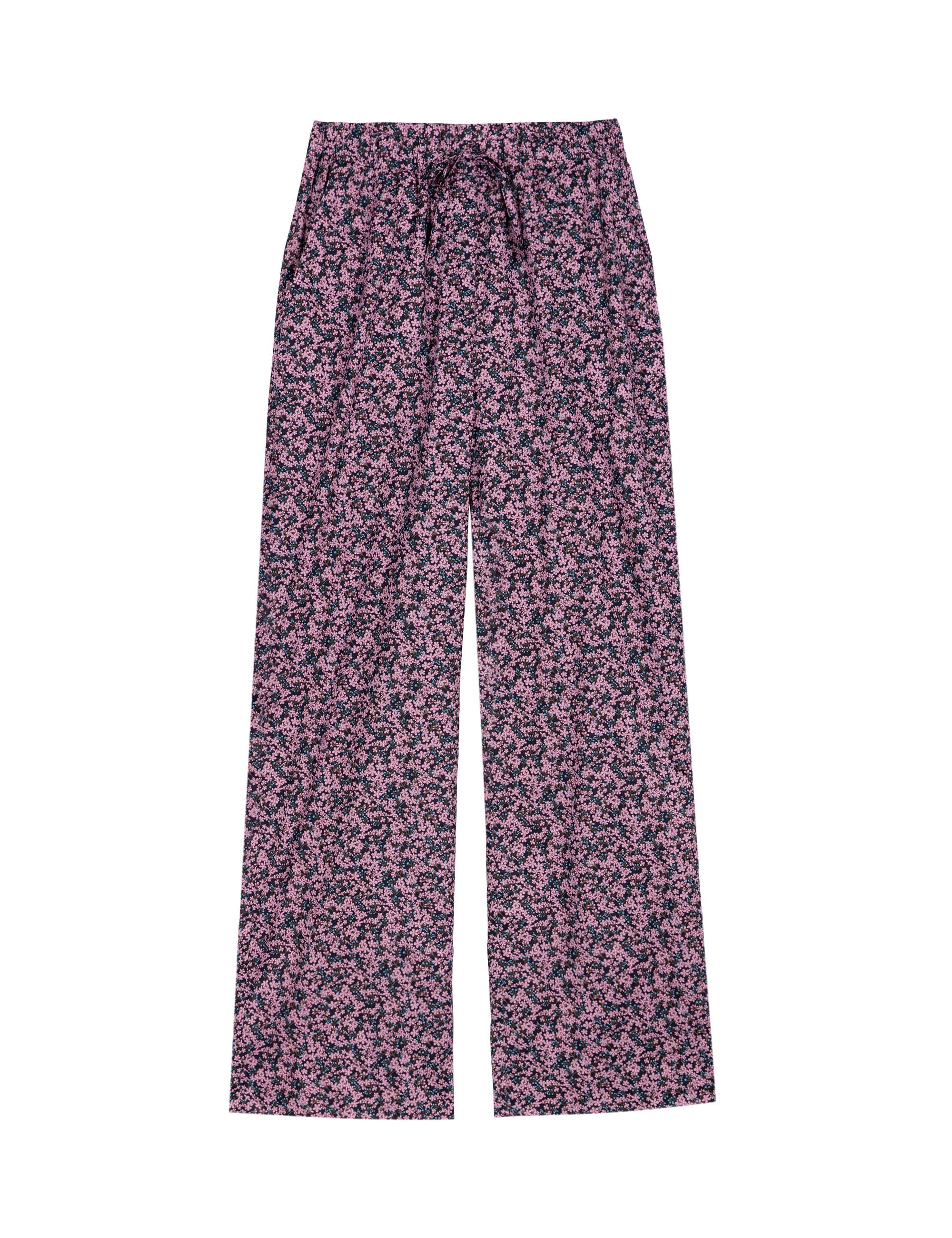 Women's cotton pants with purple floral print