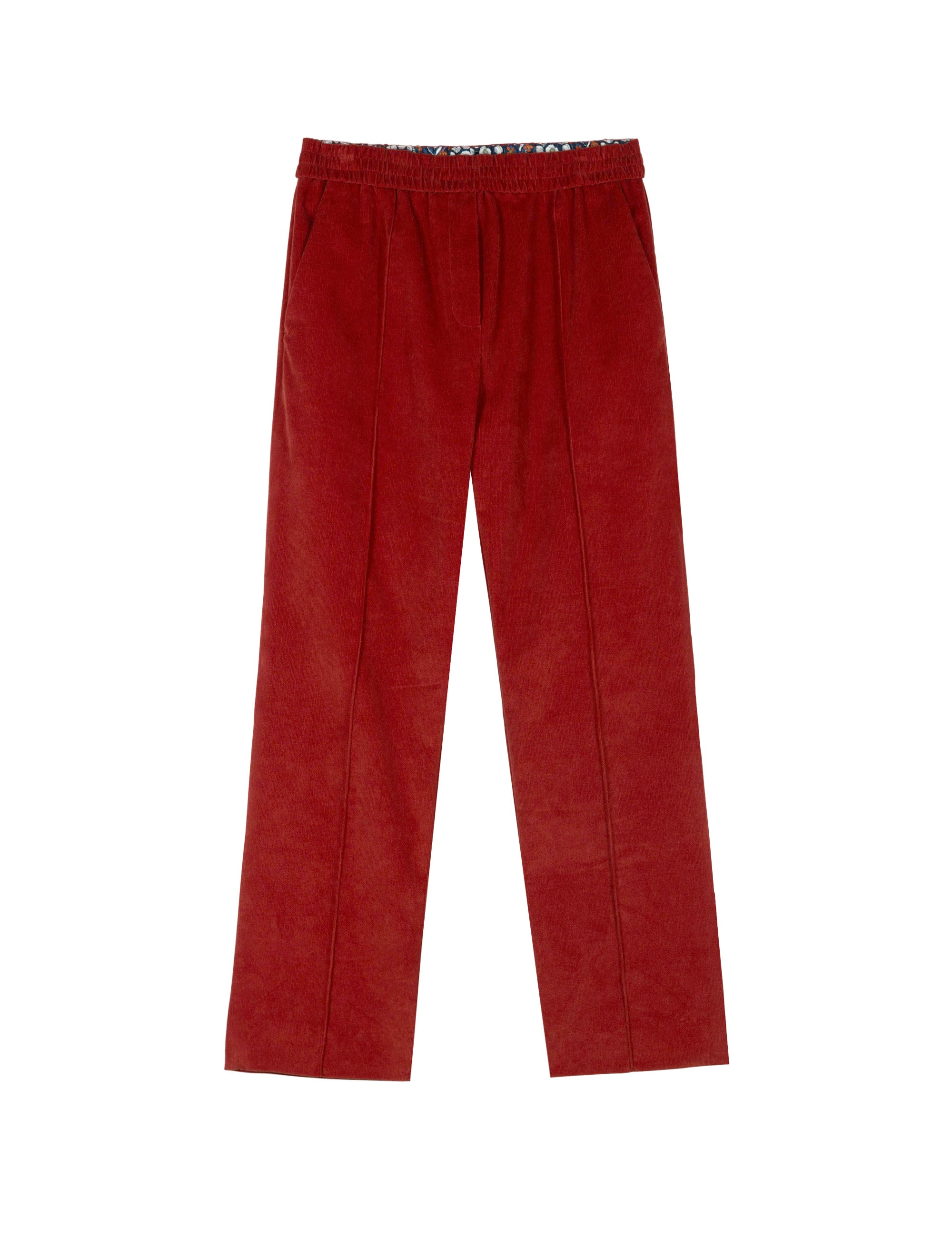 Red corduroy women's cigarette pants