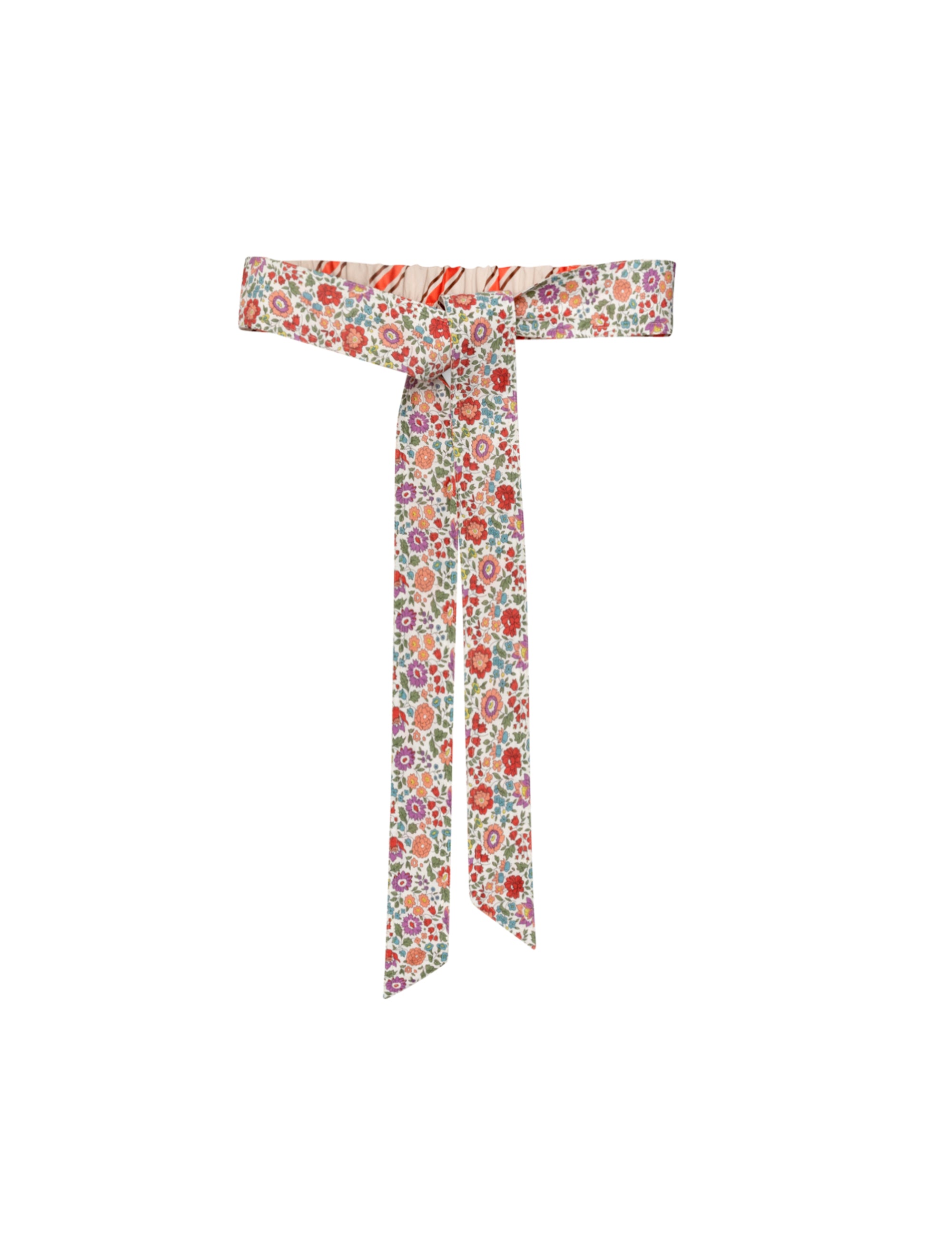 Floral pattern and red and white striped cotton belt
