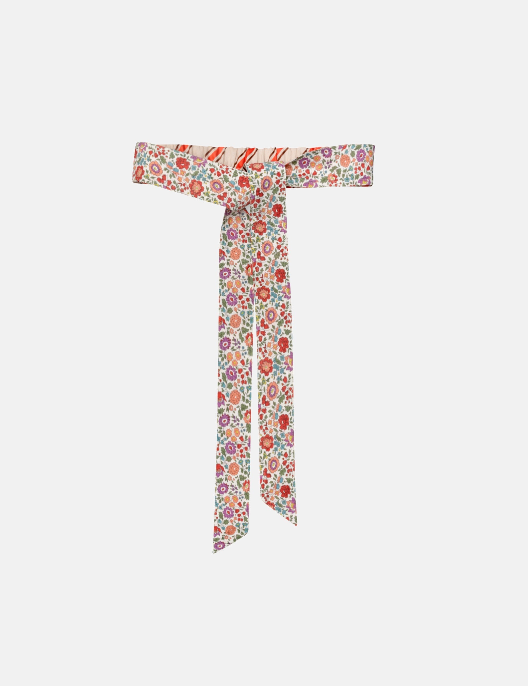 Floral pattern and red and white striped cotton belt