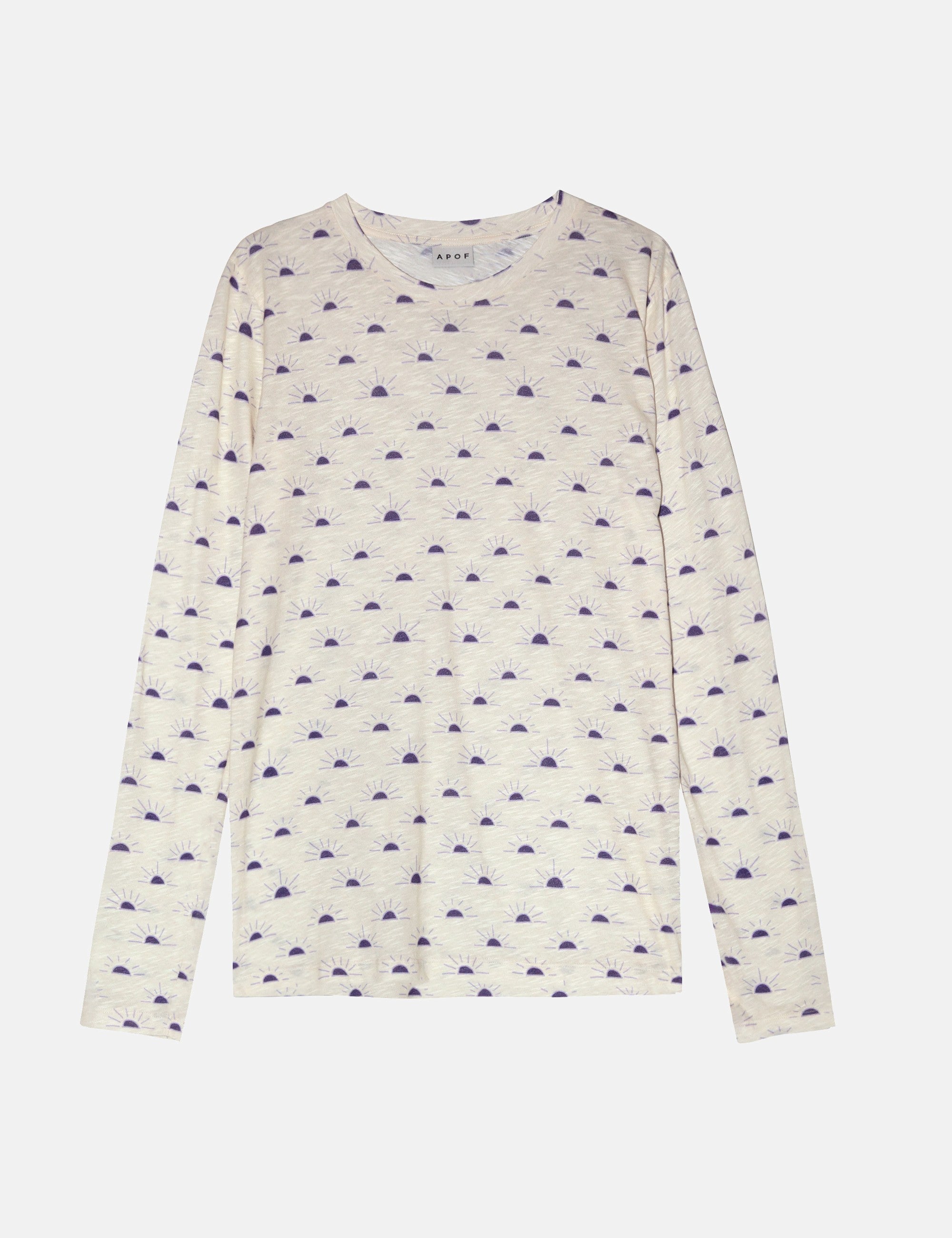 Women's long sleeve cotton jersey t-shirt with sunset print