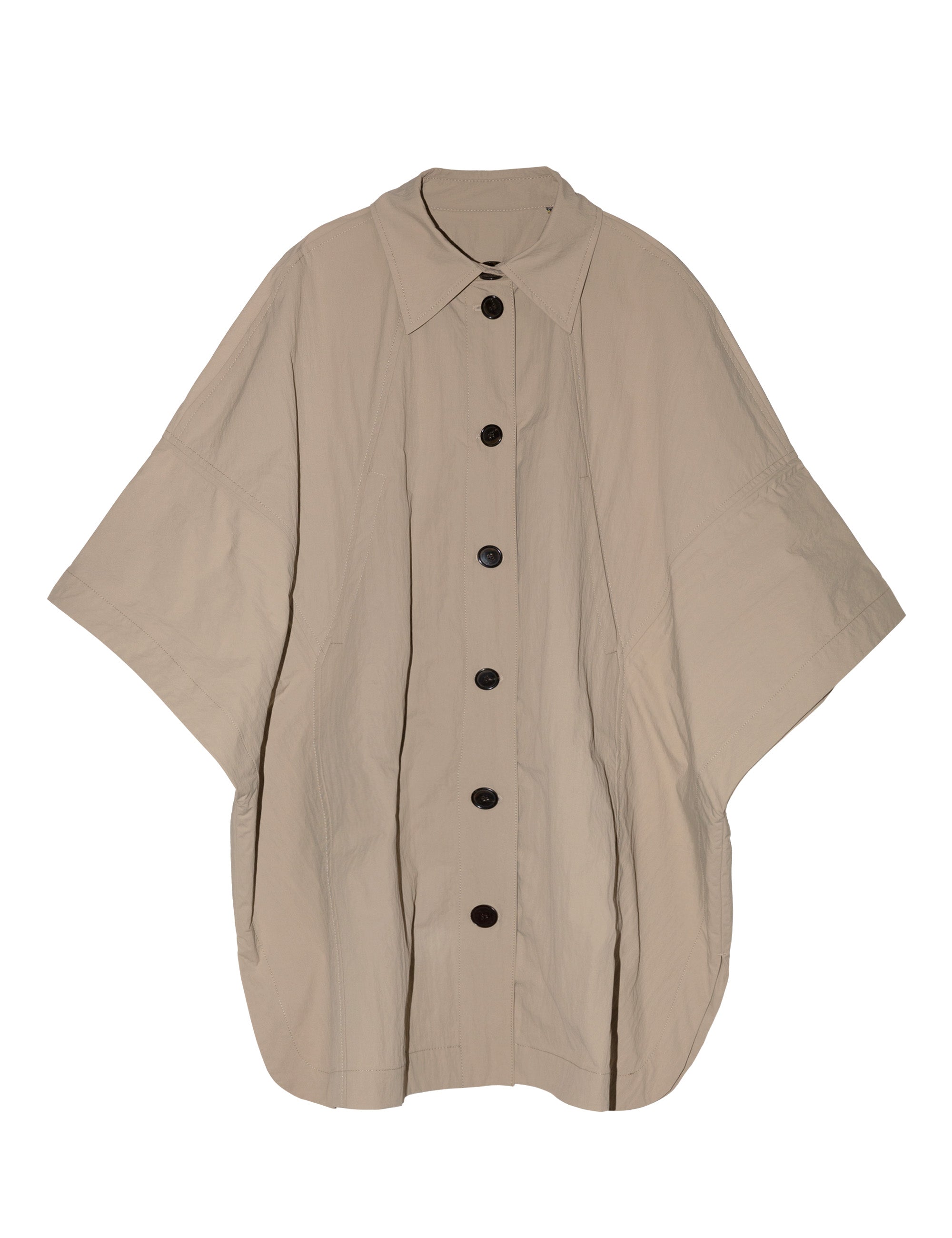 Women's beige khaki jacket with black buttons and pockets