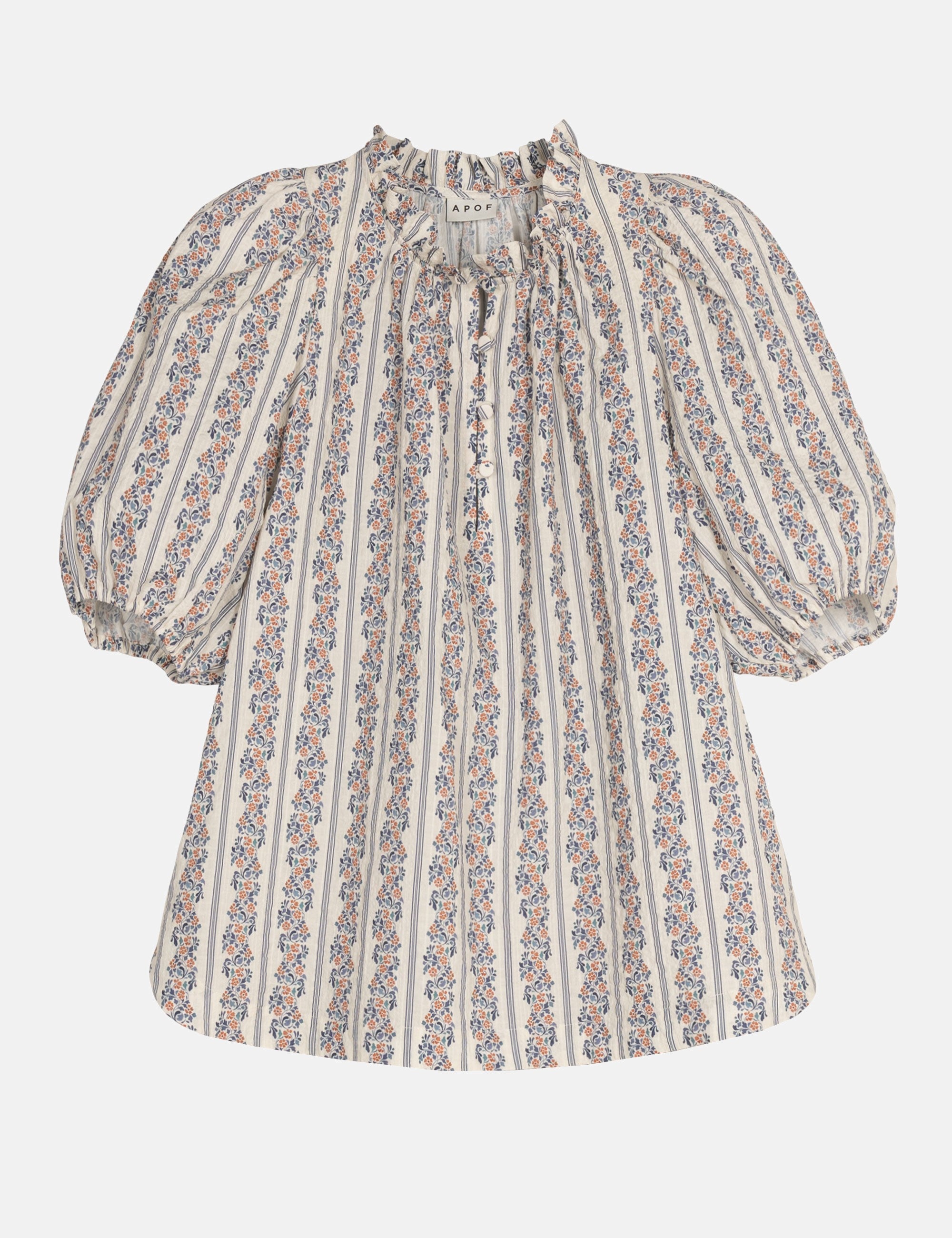 Floral patterned blouse with short puff sleeves