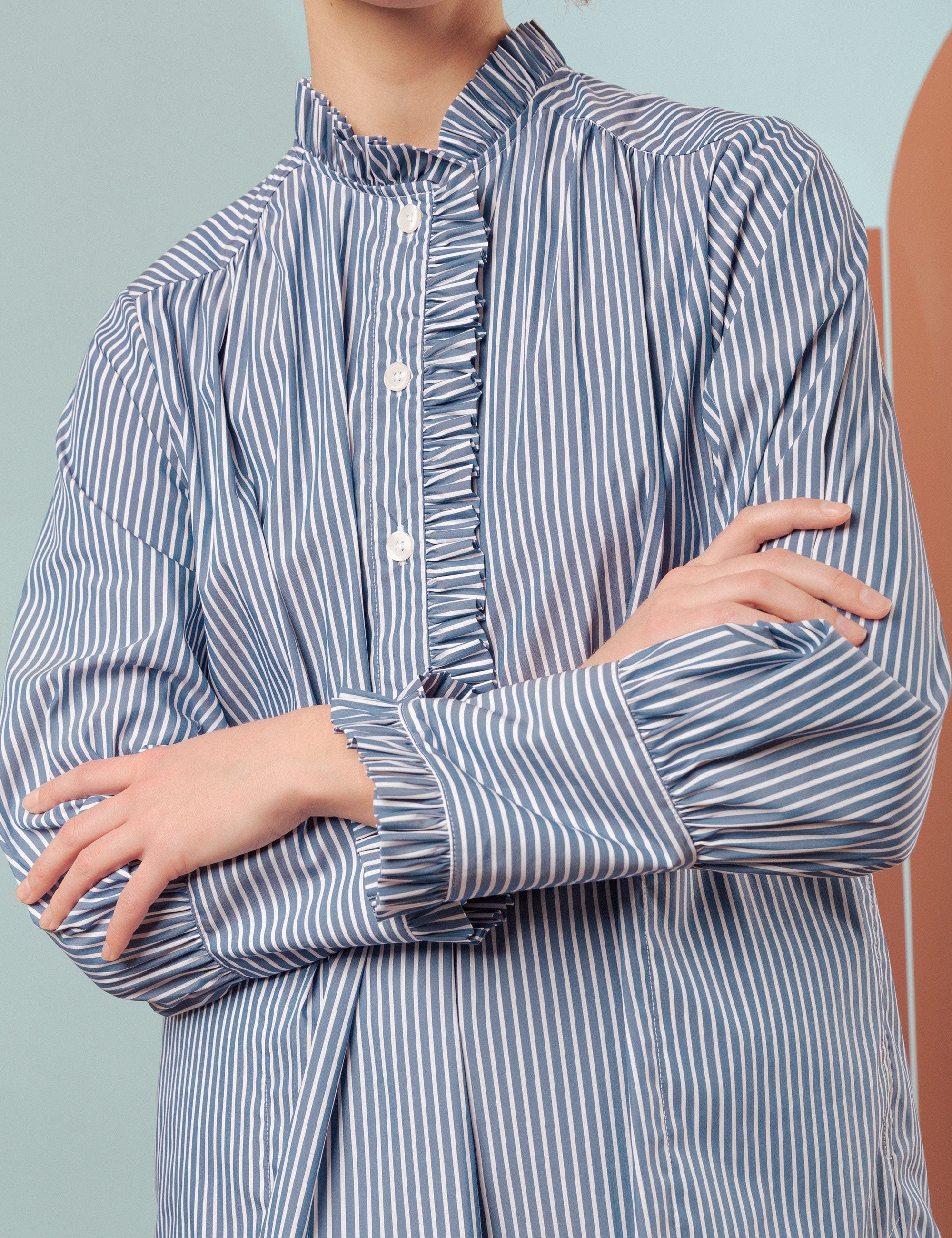 AGATA SHIRT - BLUE WHITE STRIPE