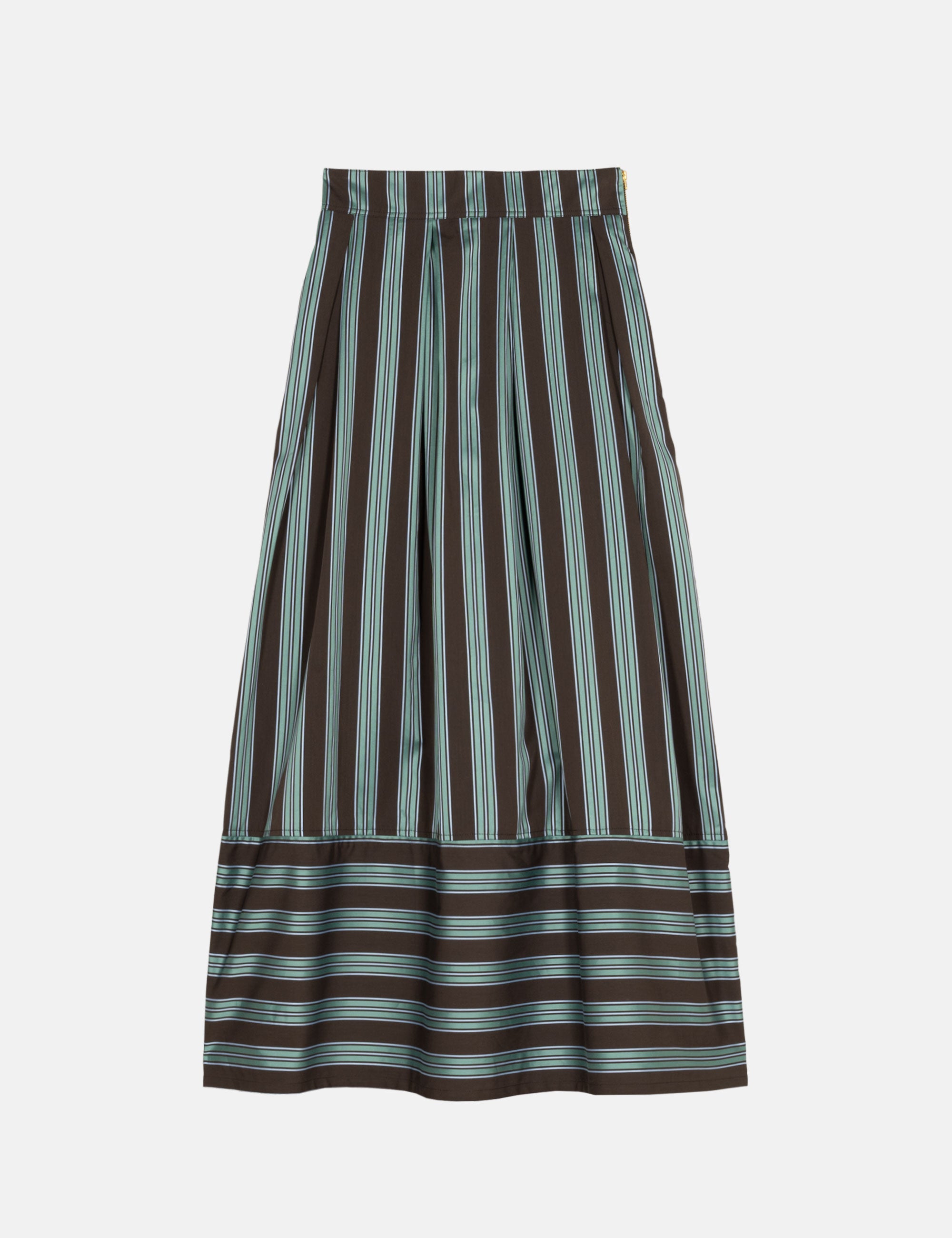 Striped maxi skirt with brown and green pattern