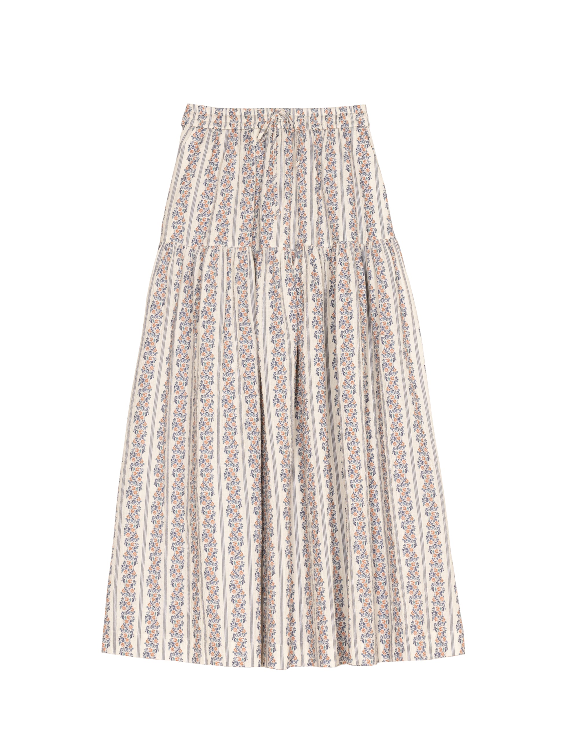 Long skirt with floral pattern on a white background