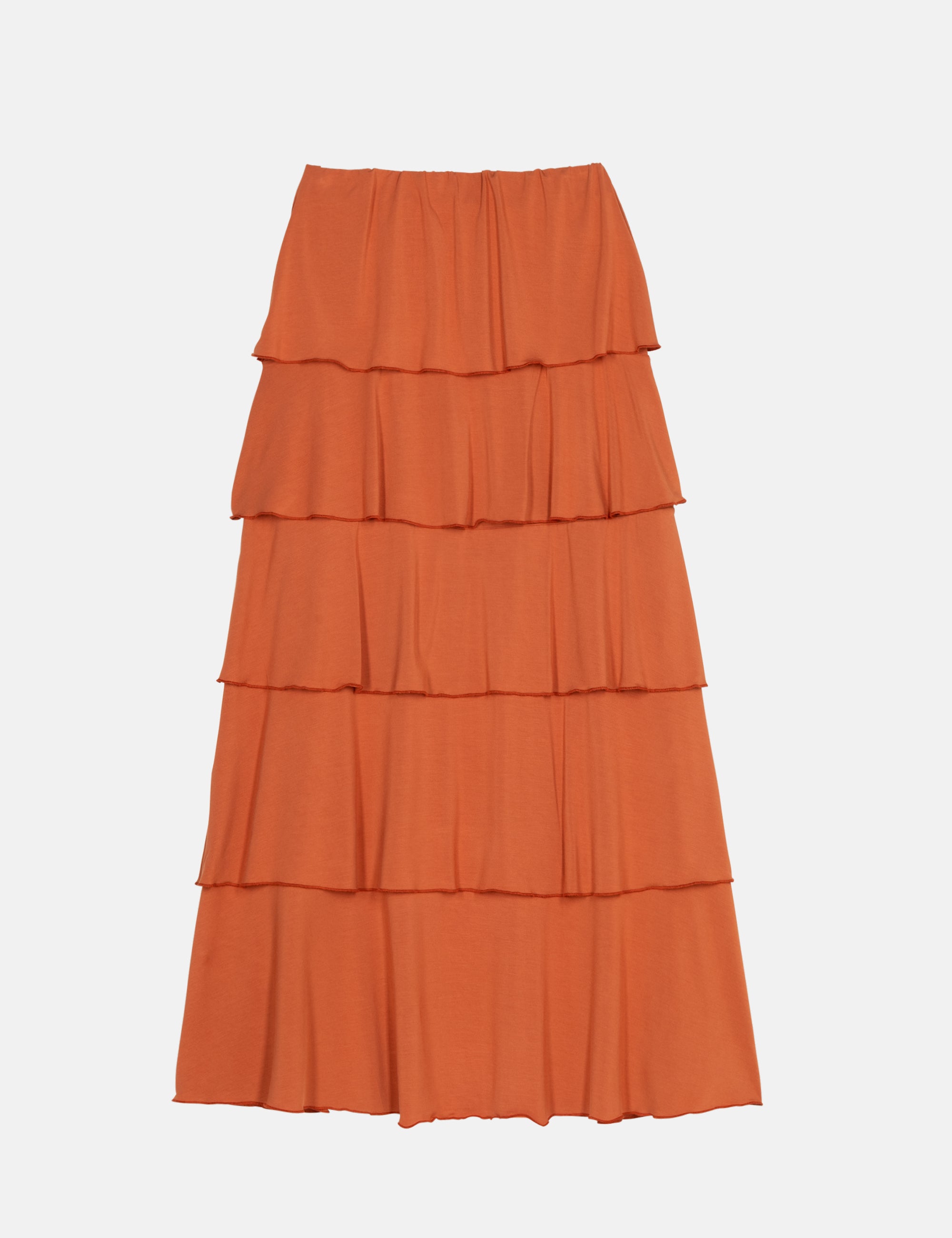 Orange tiered maxi skirt
