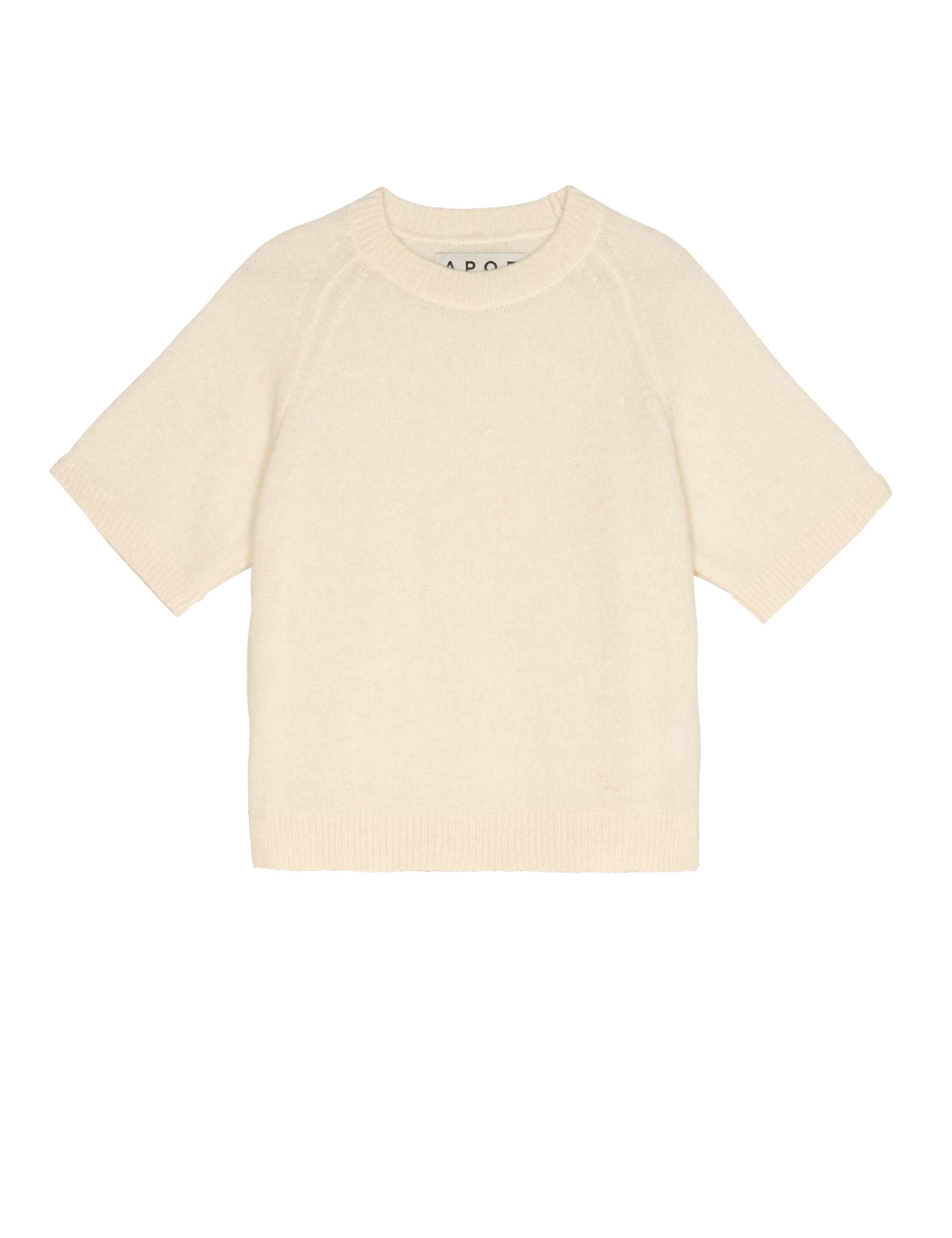 Beige women's short sleeve knit top