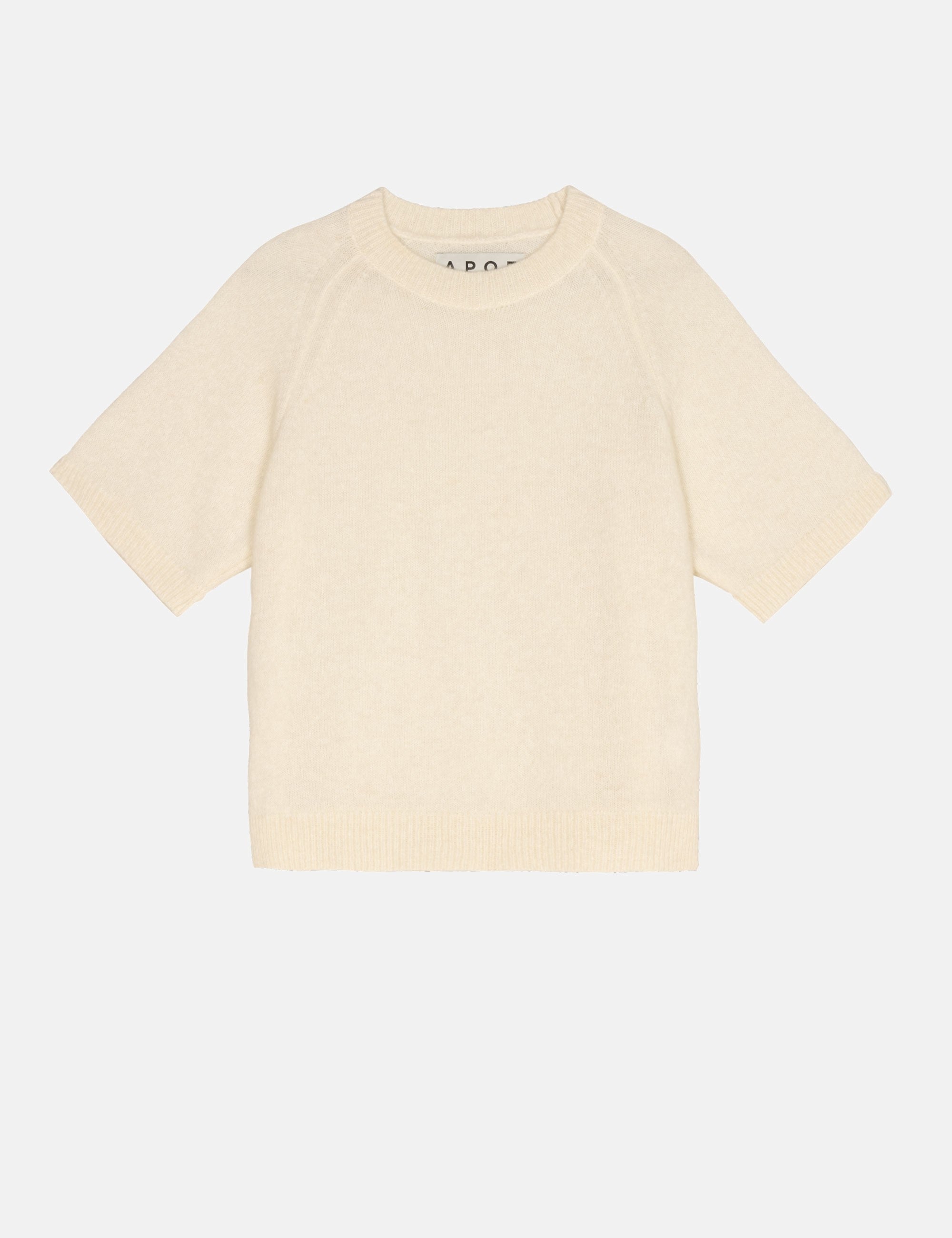 Beige women's short sleeve knit top