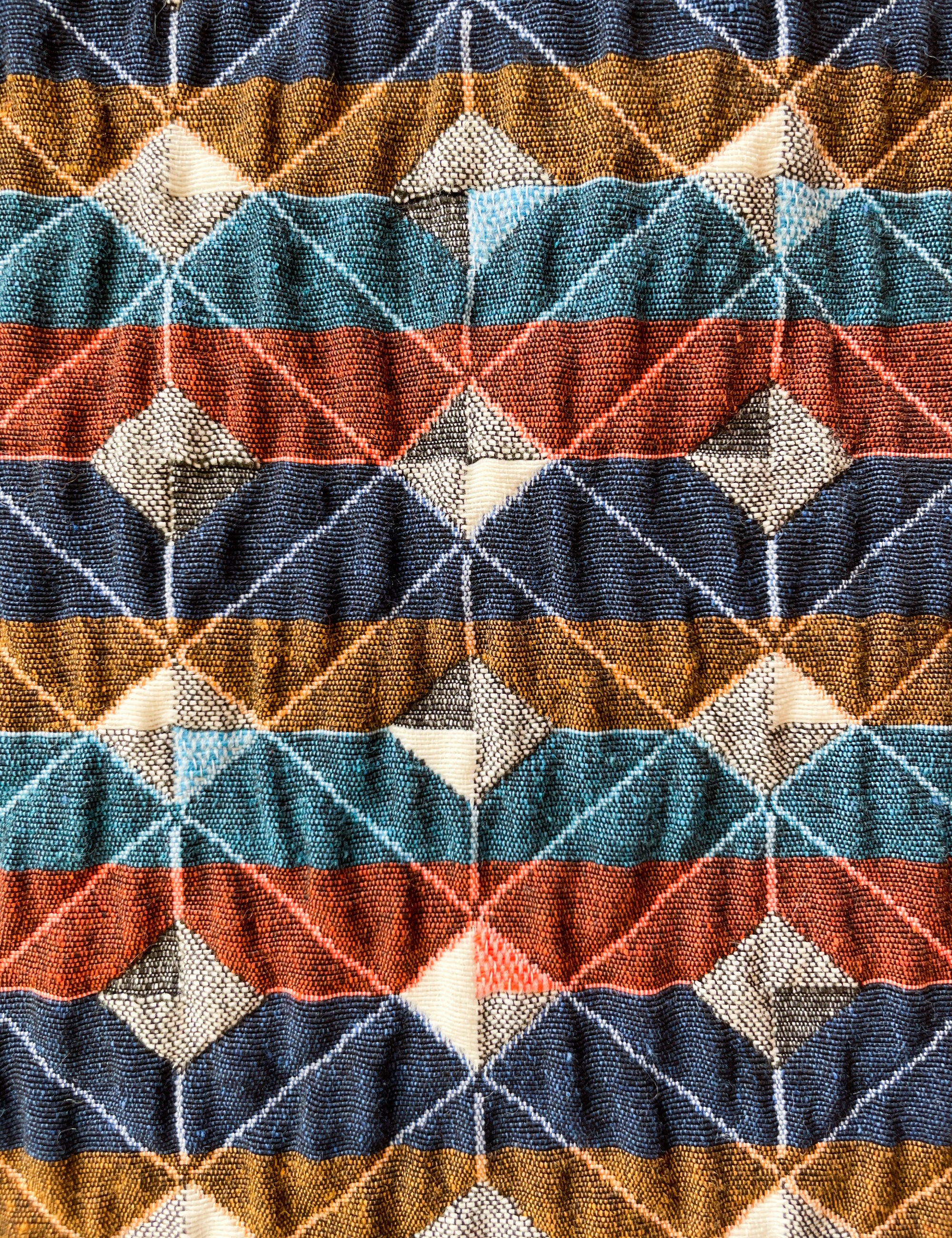 Close-up of quilted fabric with multi-colored check pattern for Women's jacket
