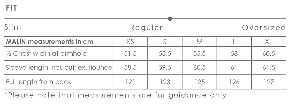 Malin dress size chart