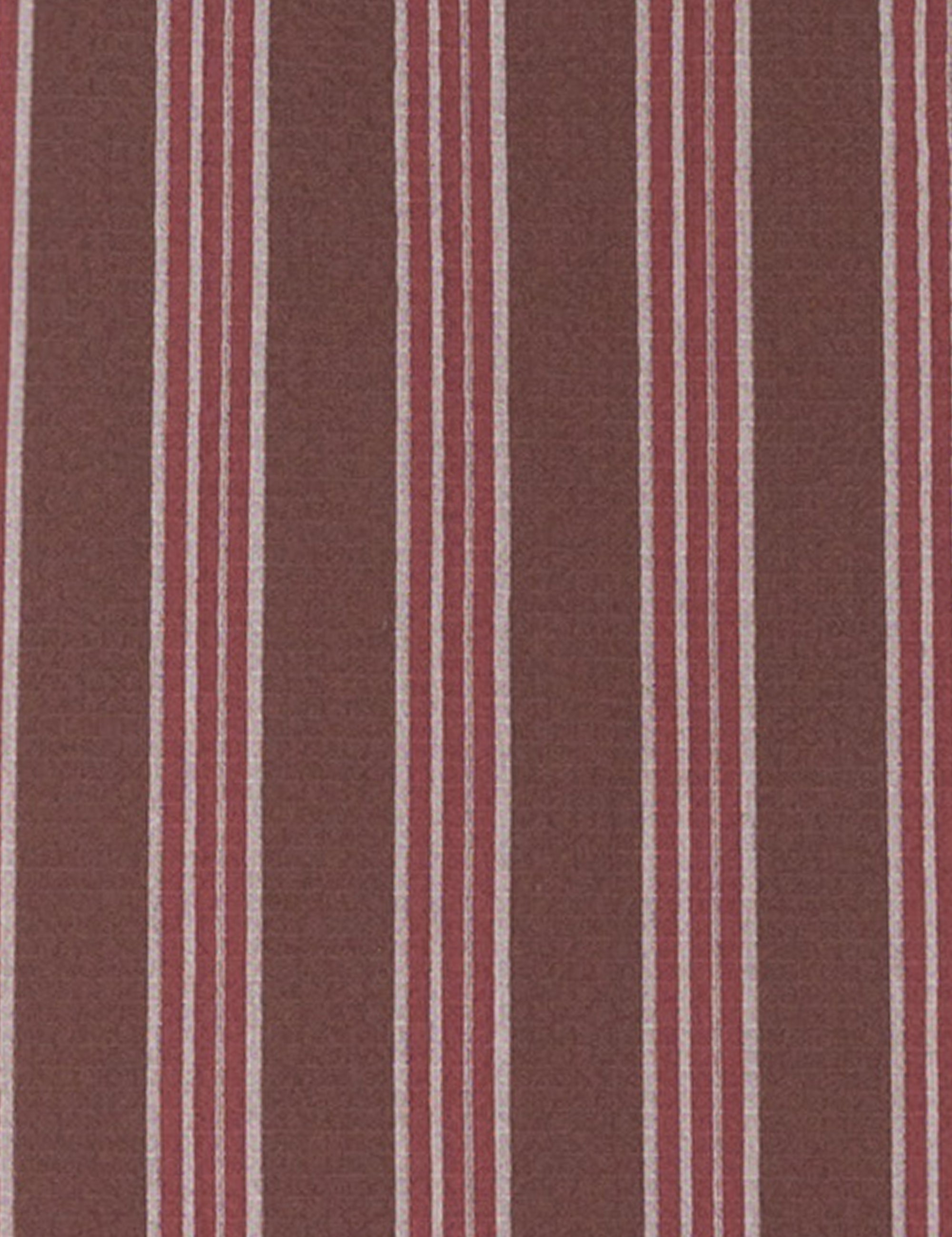 Close-up of brown red and white striped seersucker cotton fabric