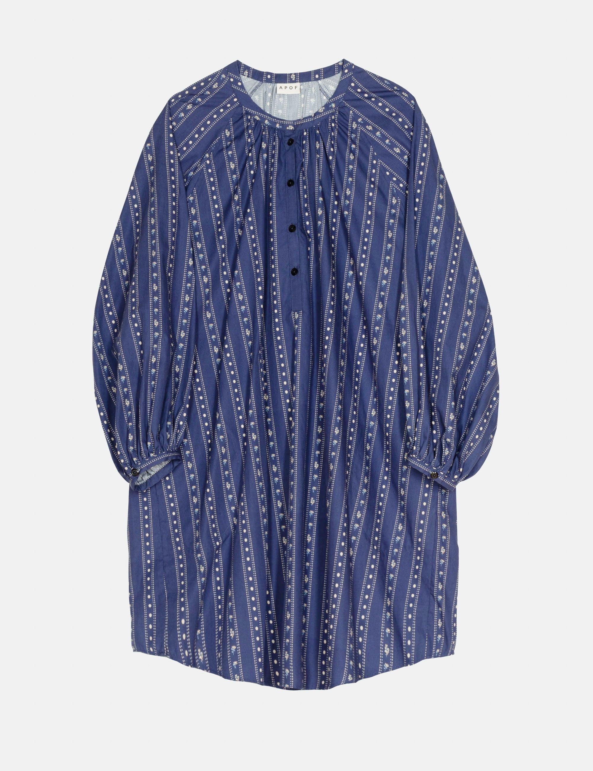 Blue patterned long women's shirt