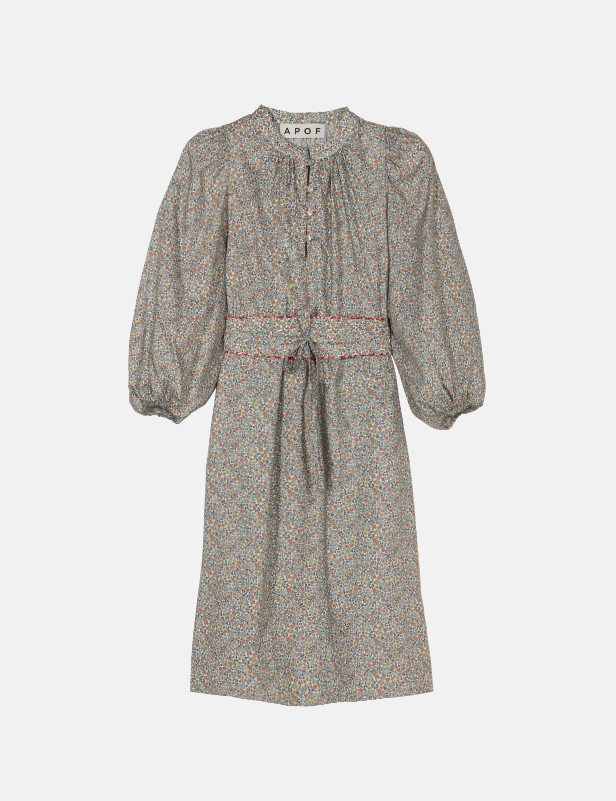 Floral dress with long sleeves on a white background