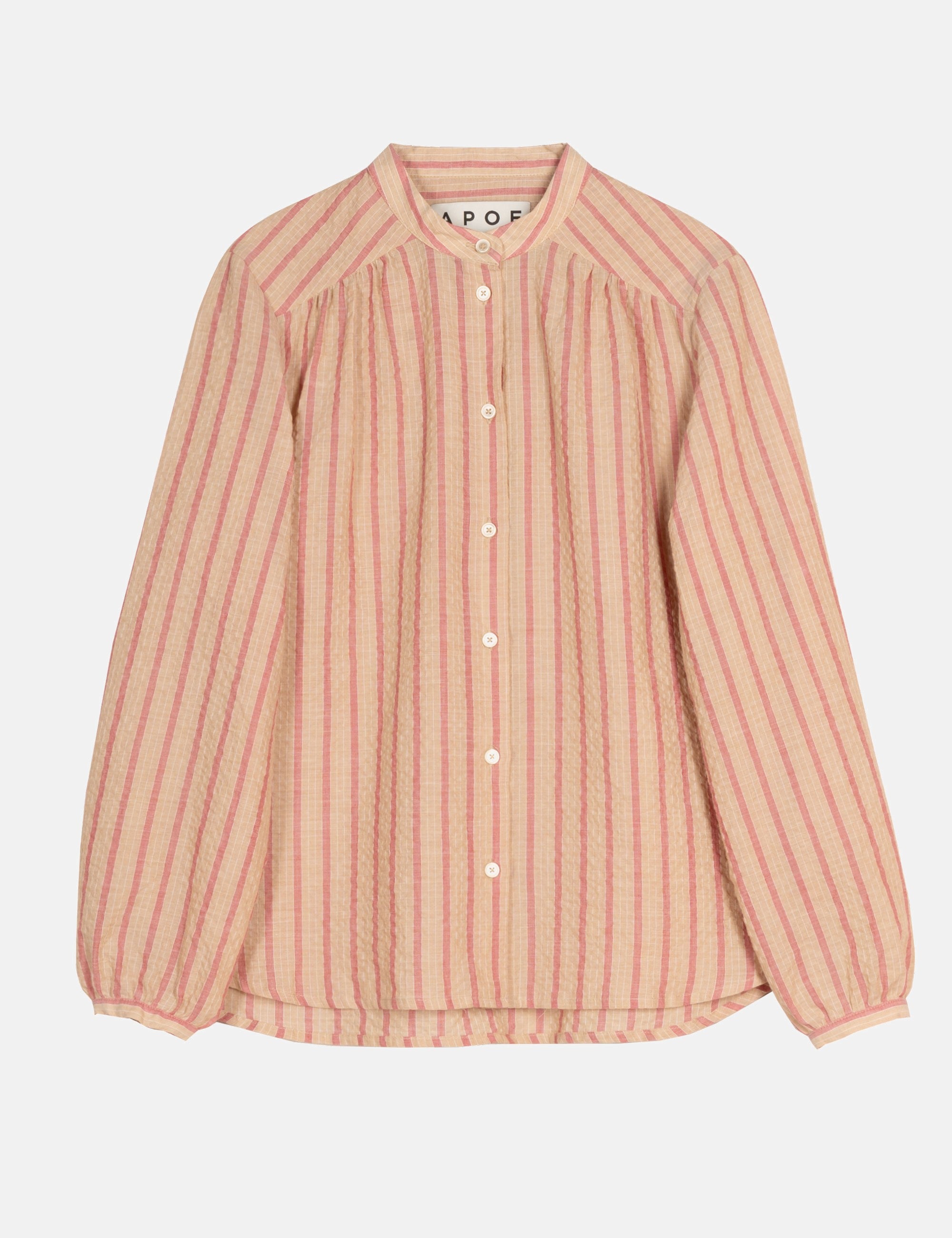 Pink striped seersucker shirt with buttons