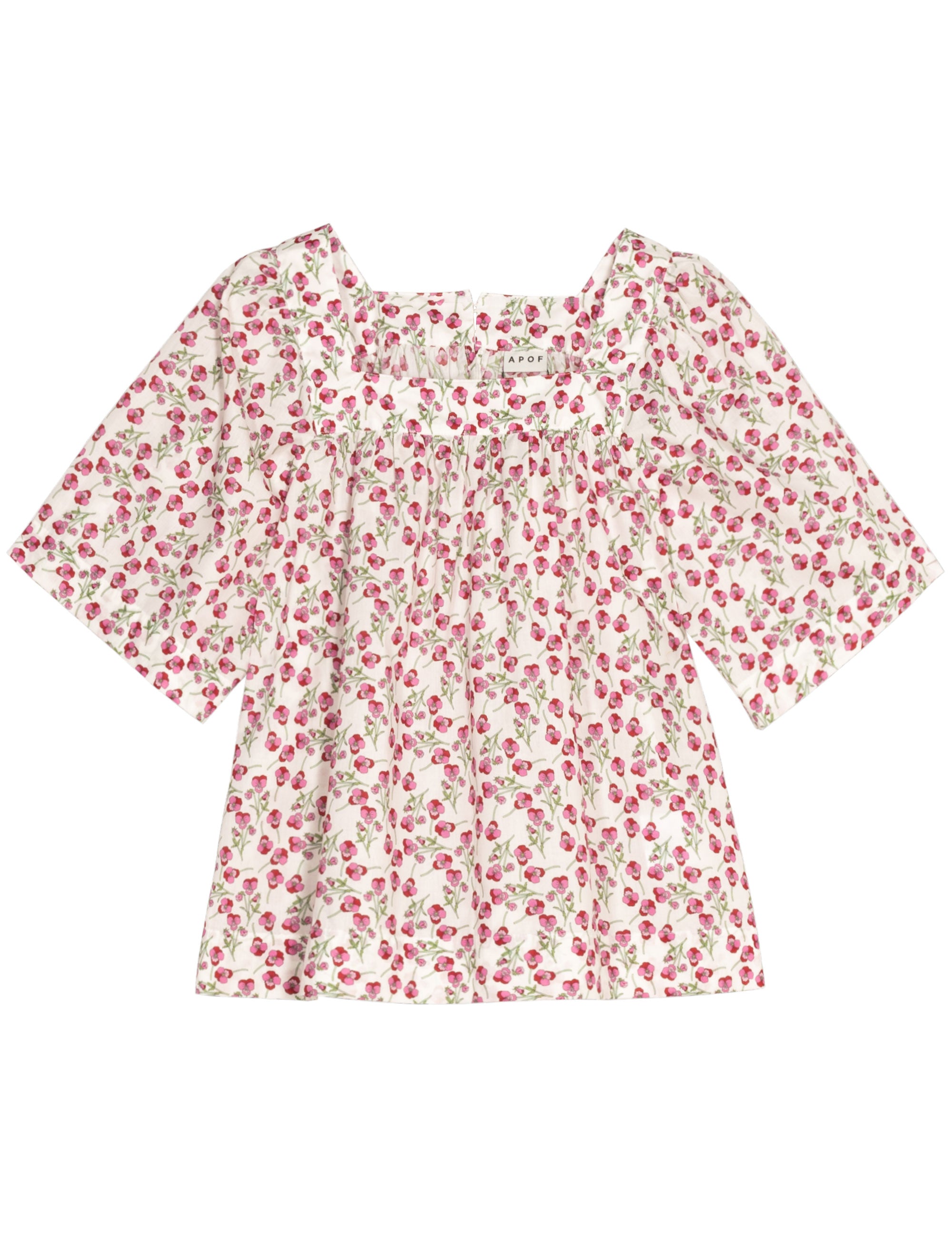 Floral blouse with pink flowers on a white background