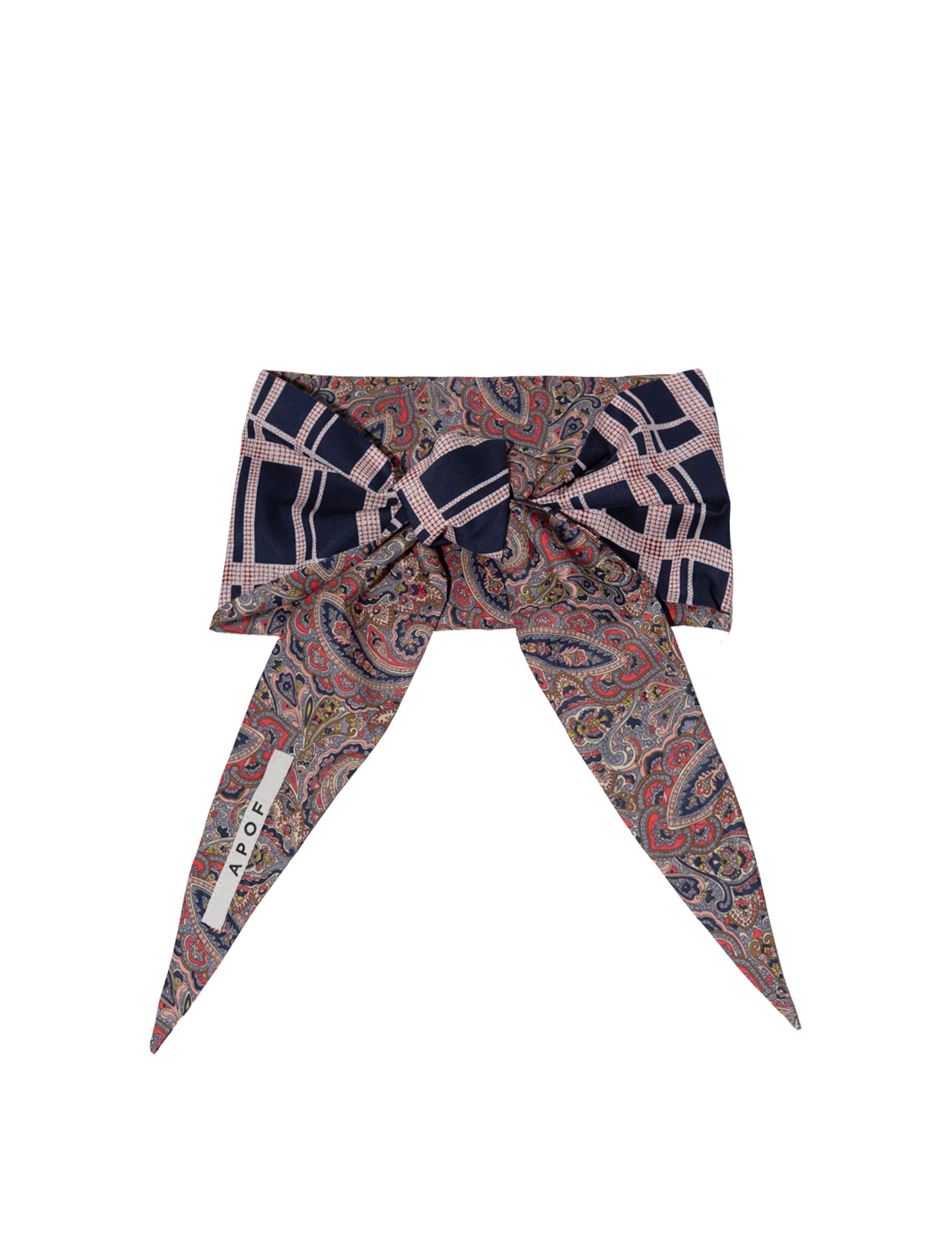 Multi-colored Liberty cotton bandana with checks and paisley print