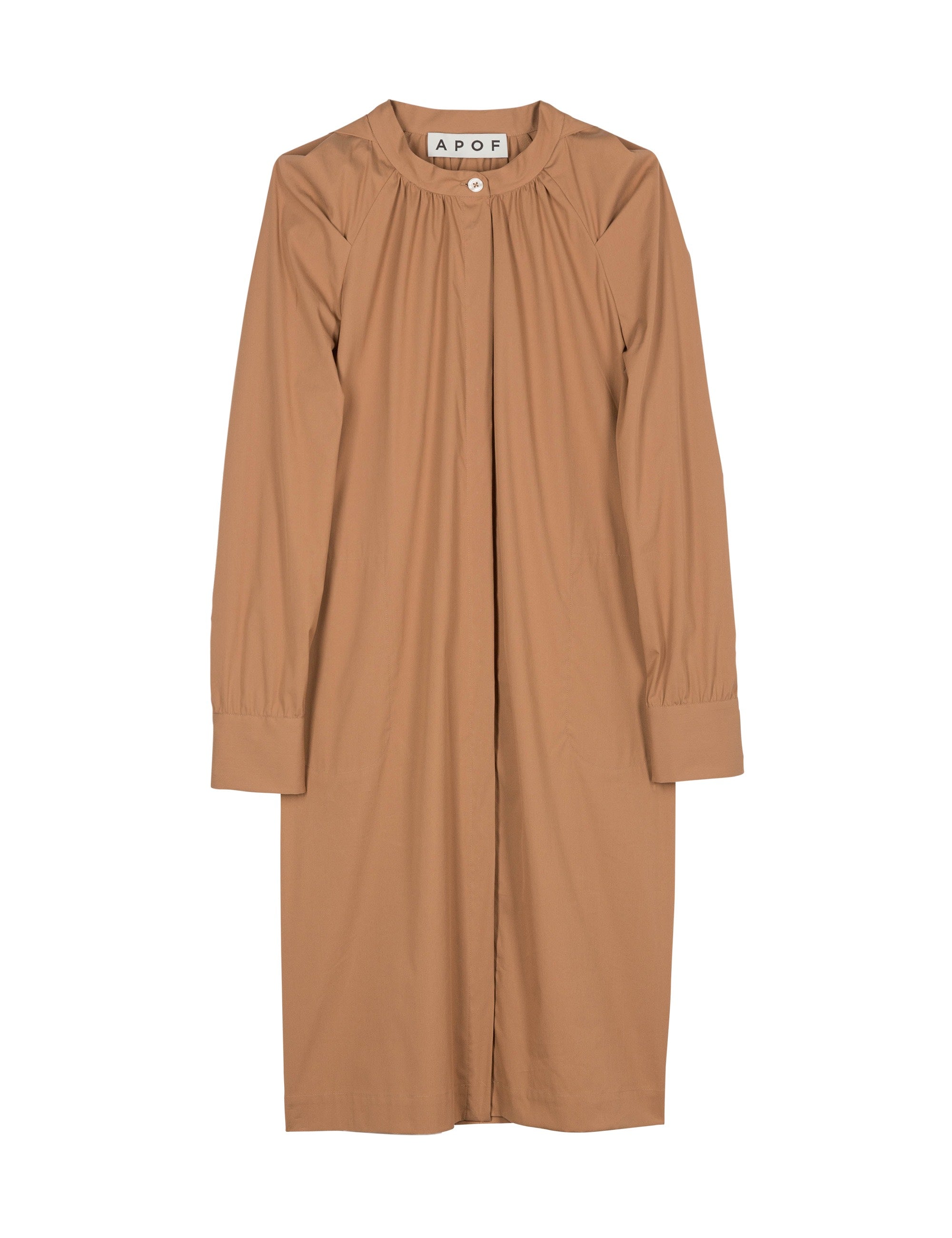 Brown shirt dress with long sleeves