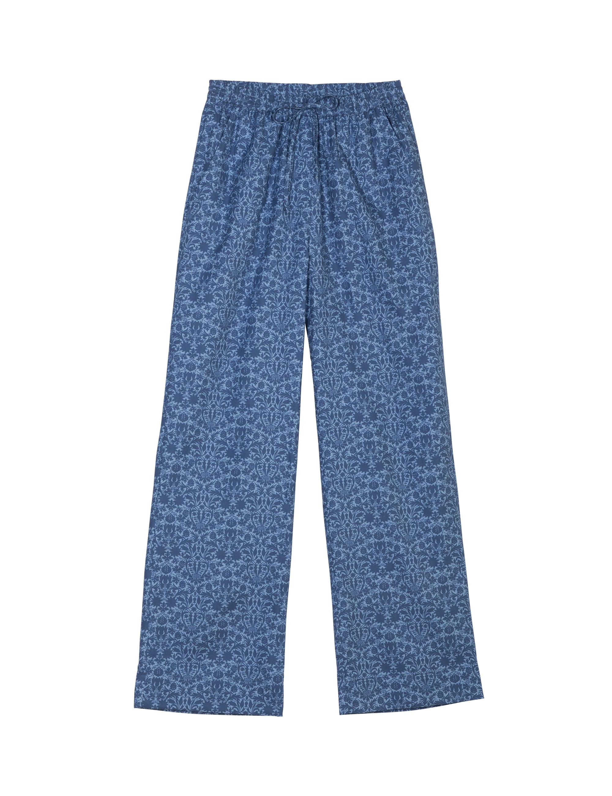 Women's cotton pants with blue floral print