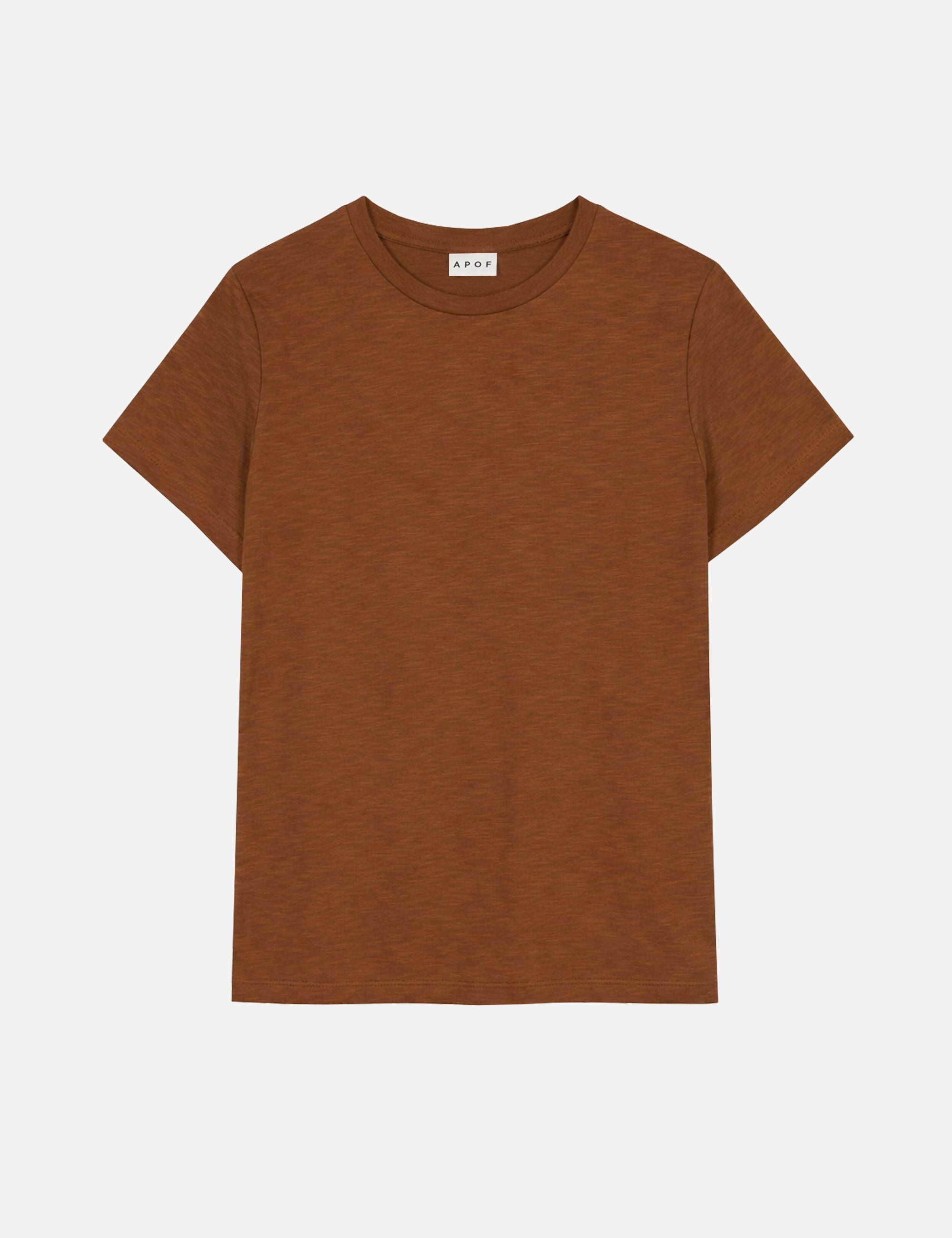 Women's Cotton T-Shirt In Caramel Color With Relaxed Fit