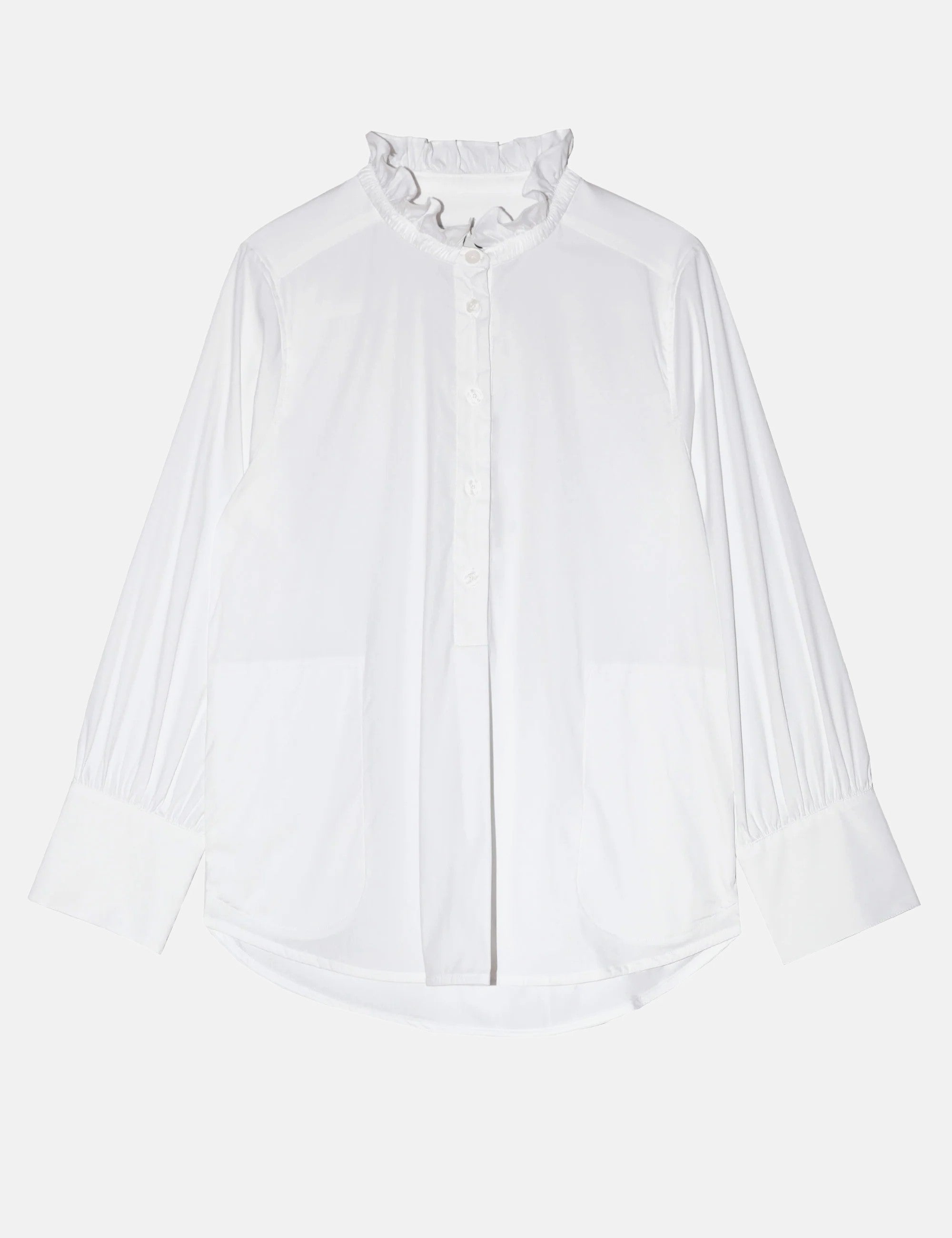 White long sleeved women's shirt with frills