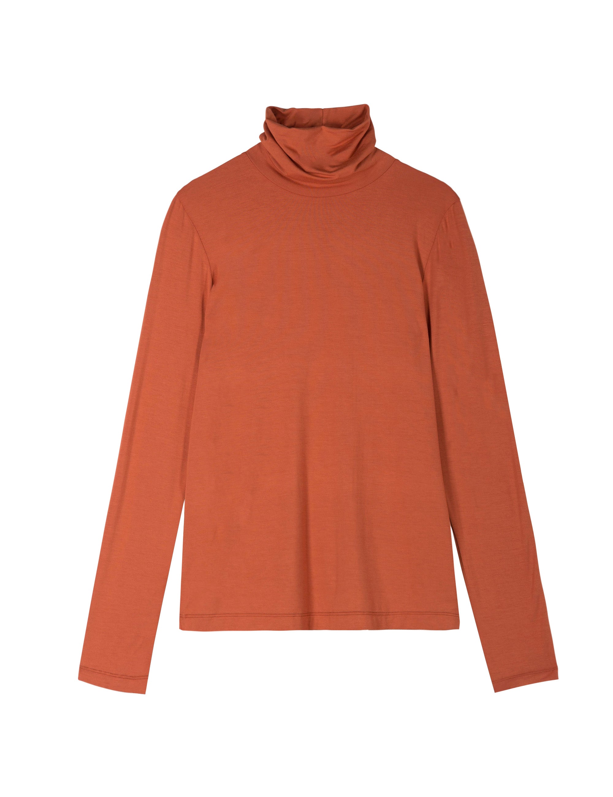 Red long sleeved roll neck women's bamboo t-shirt