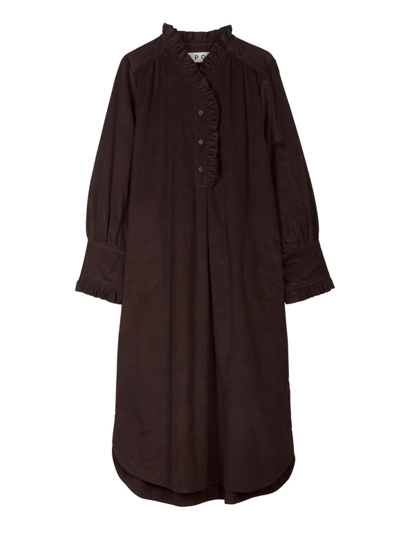 MALIN DRESS - BABYCORD BROWN