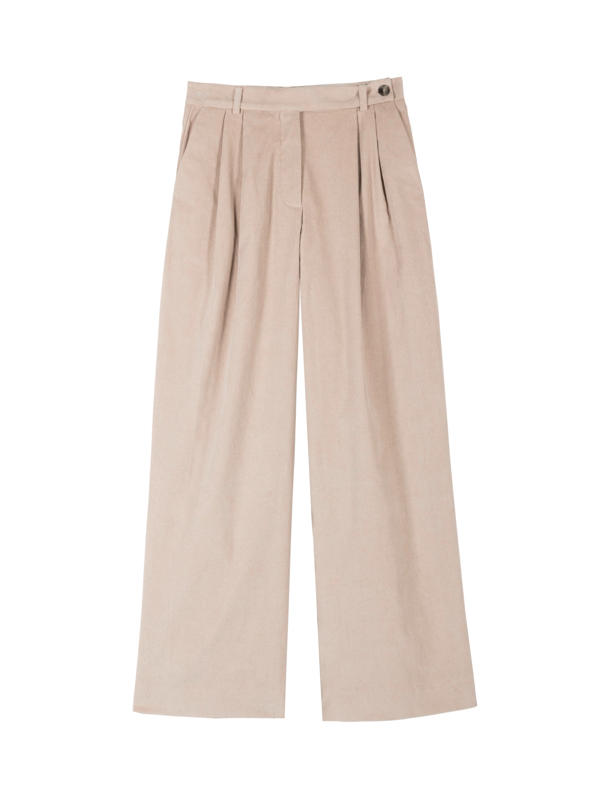 Women's wide beige corduroy pants