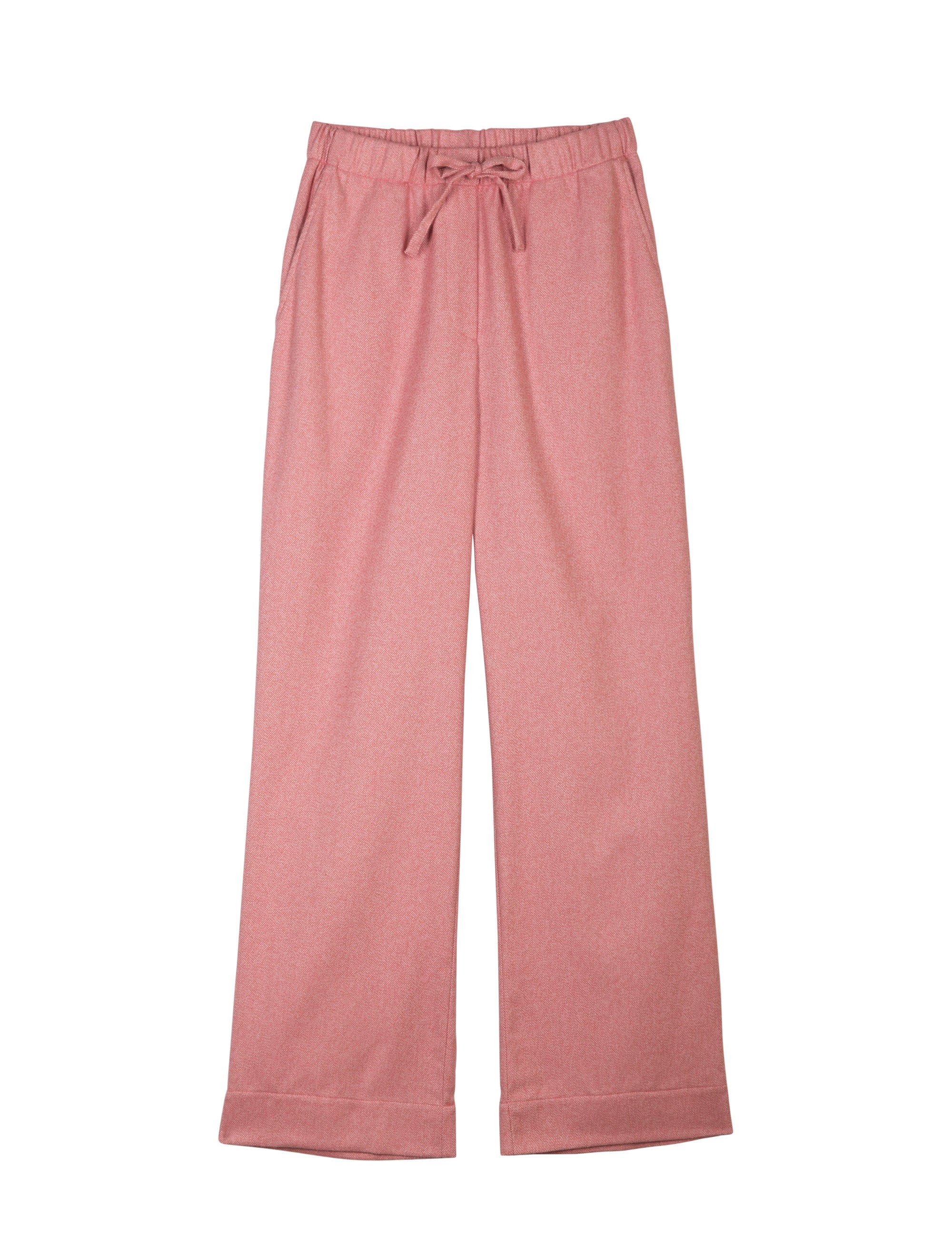 Women's pink cotton pants with straps and pockets