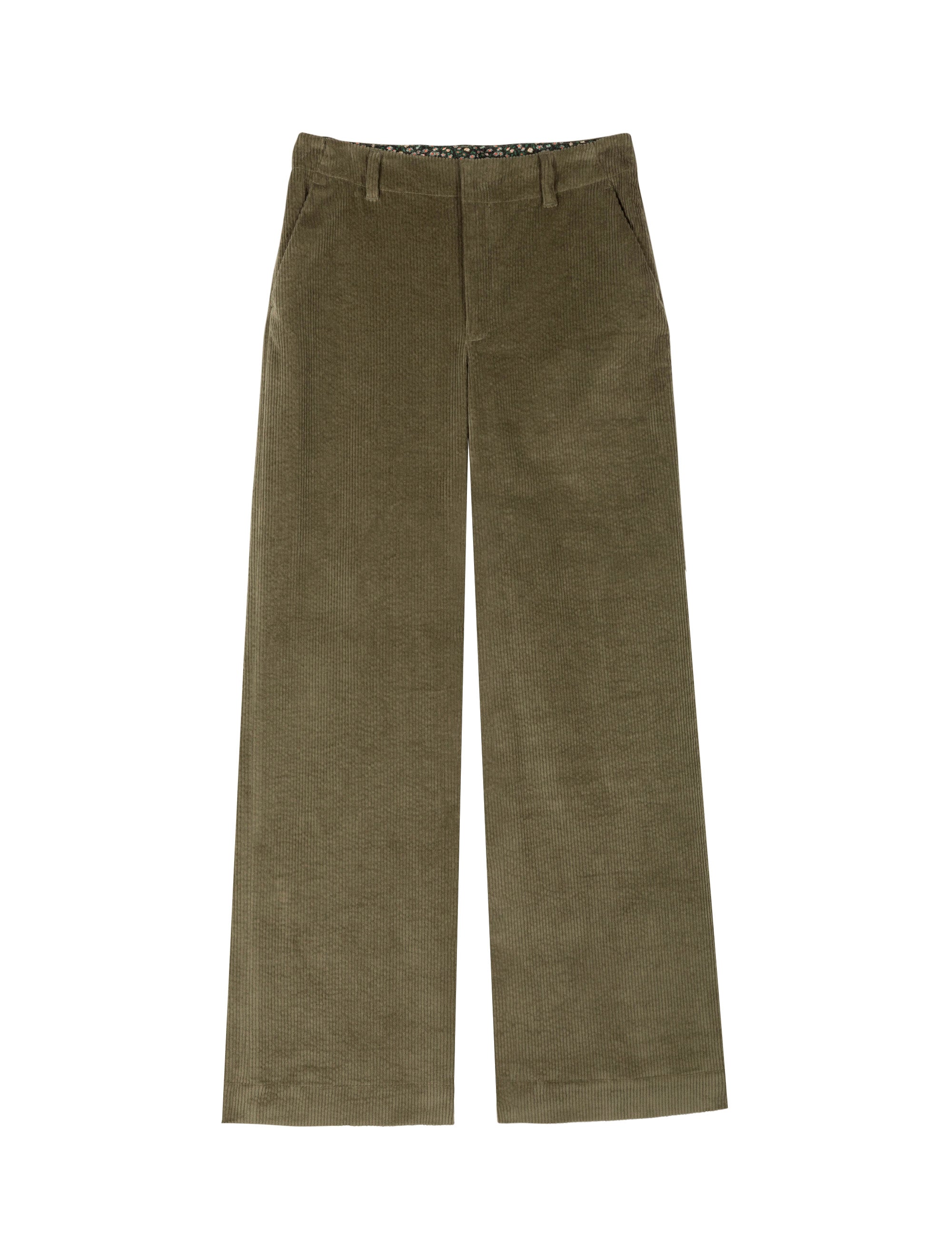 Wide green corduroy women's pants