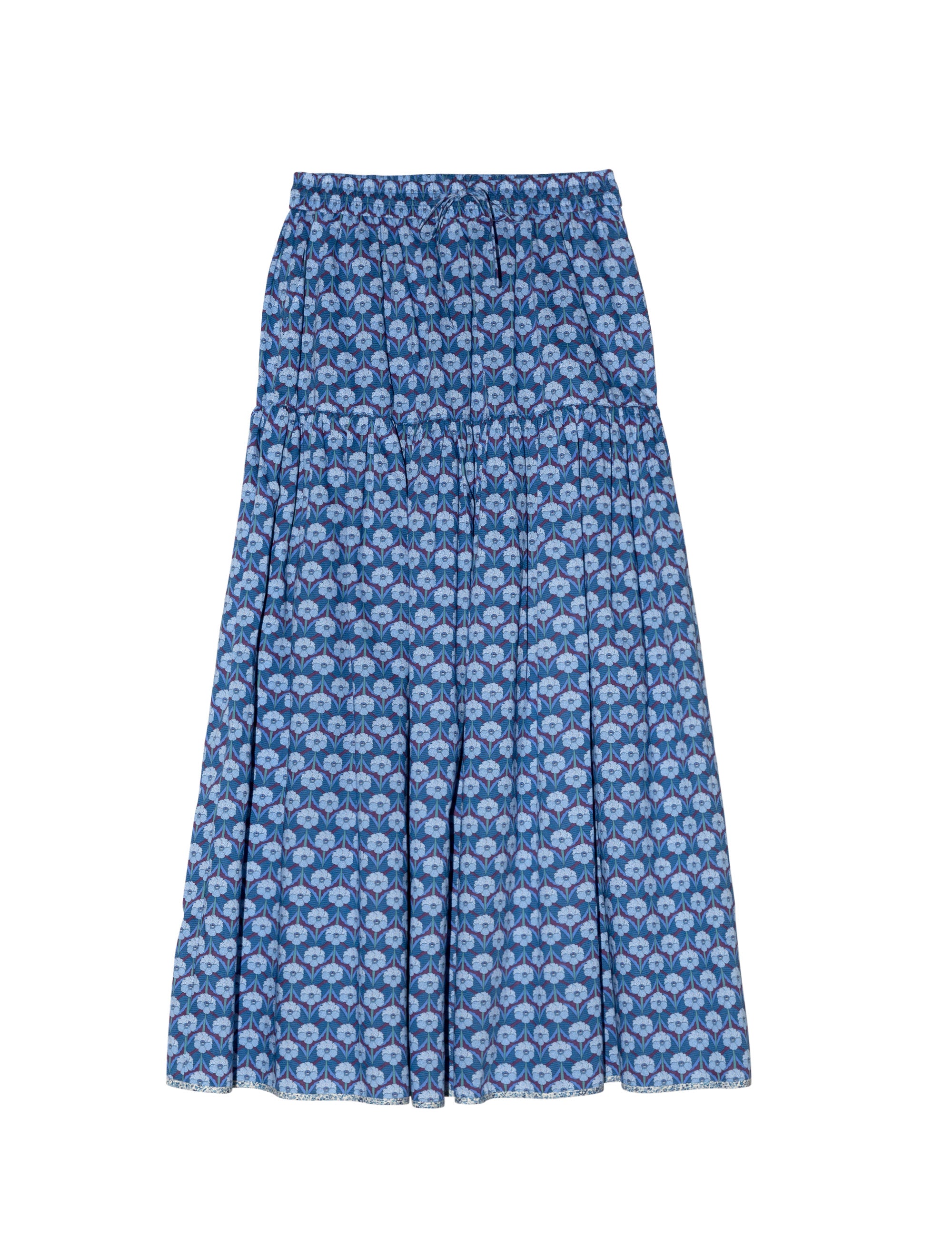 Liberty cotton blue floral print maxi skirt