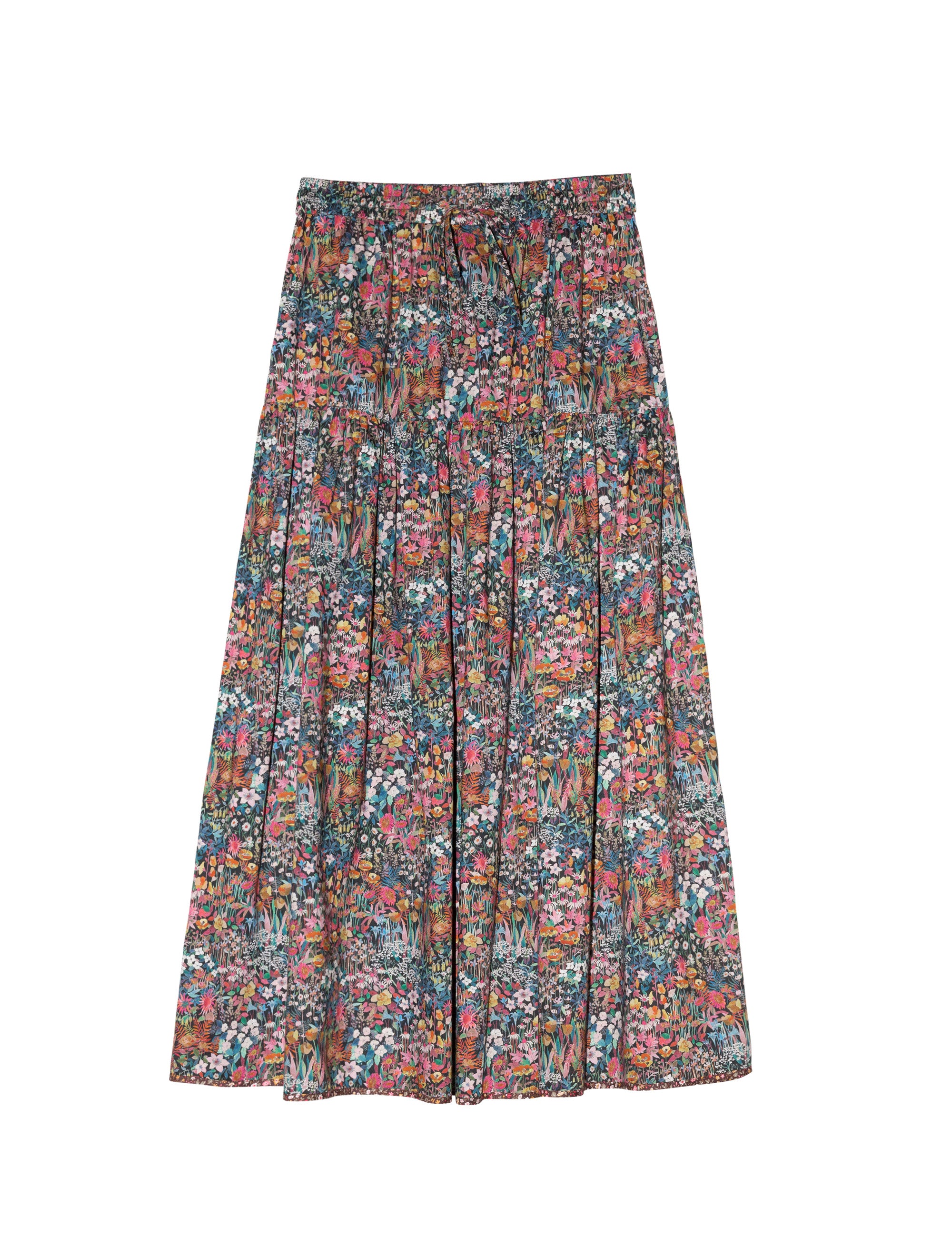 Liberty cotton multi-colored floral print maxi skirt