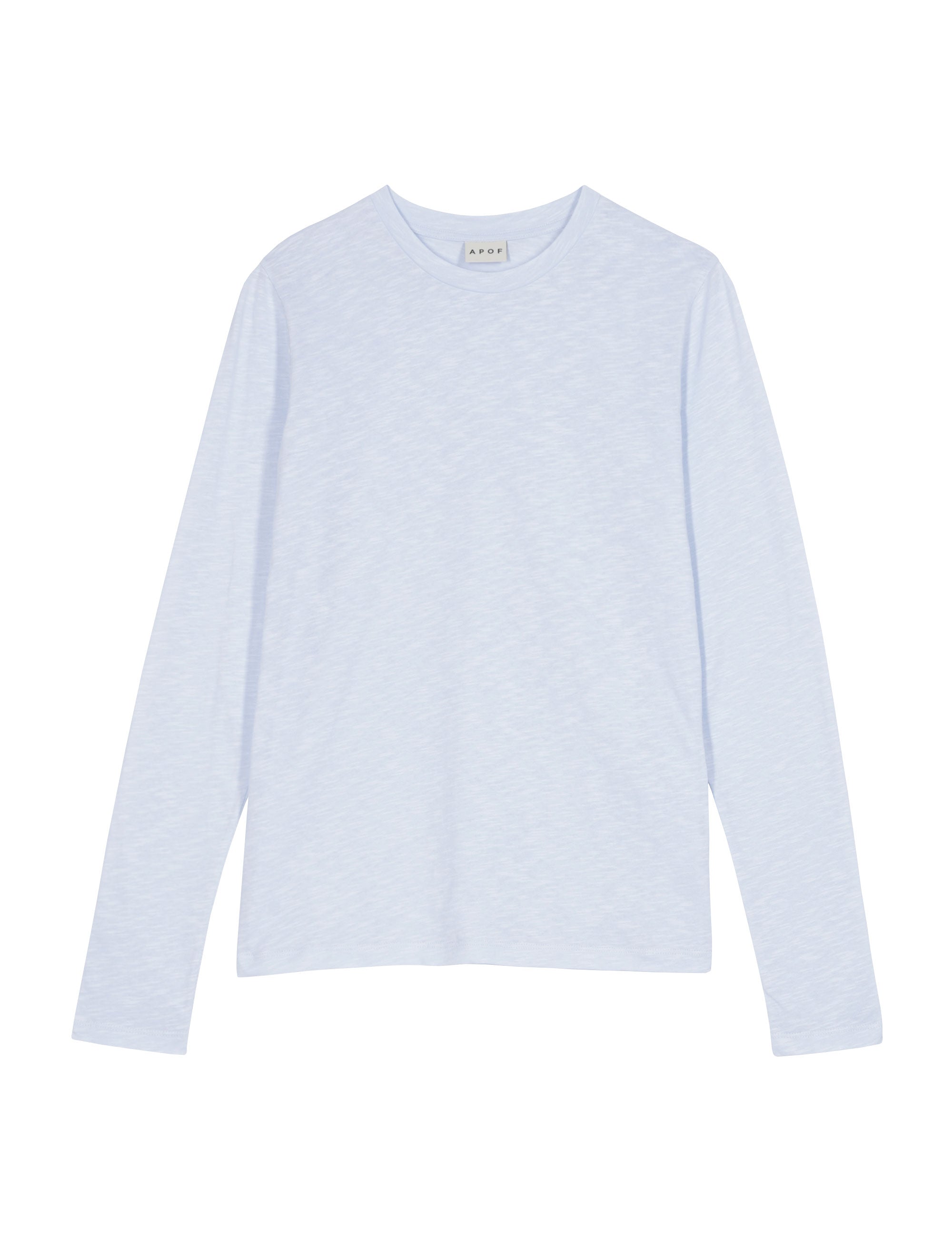 Light-blue women's t-shirt with long sleeves and round neck