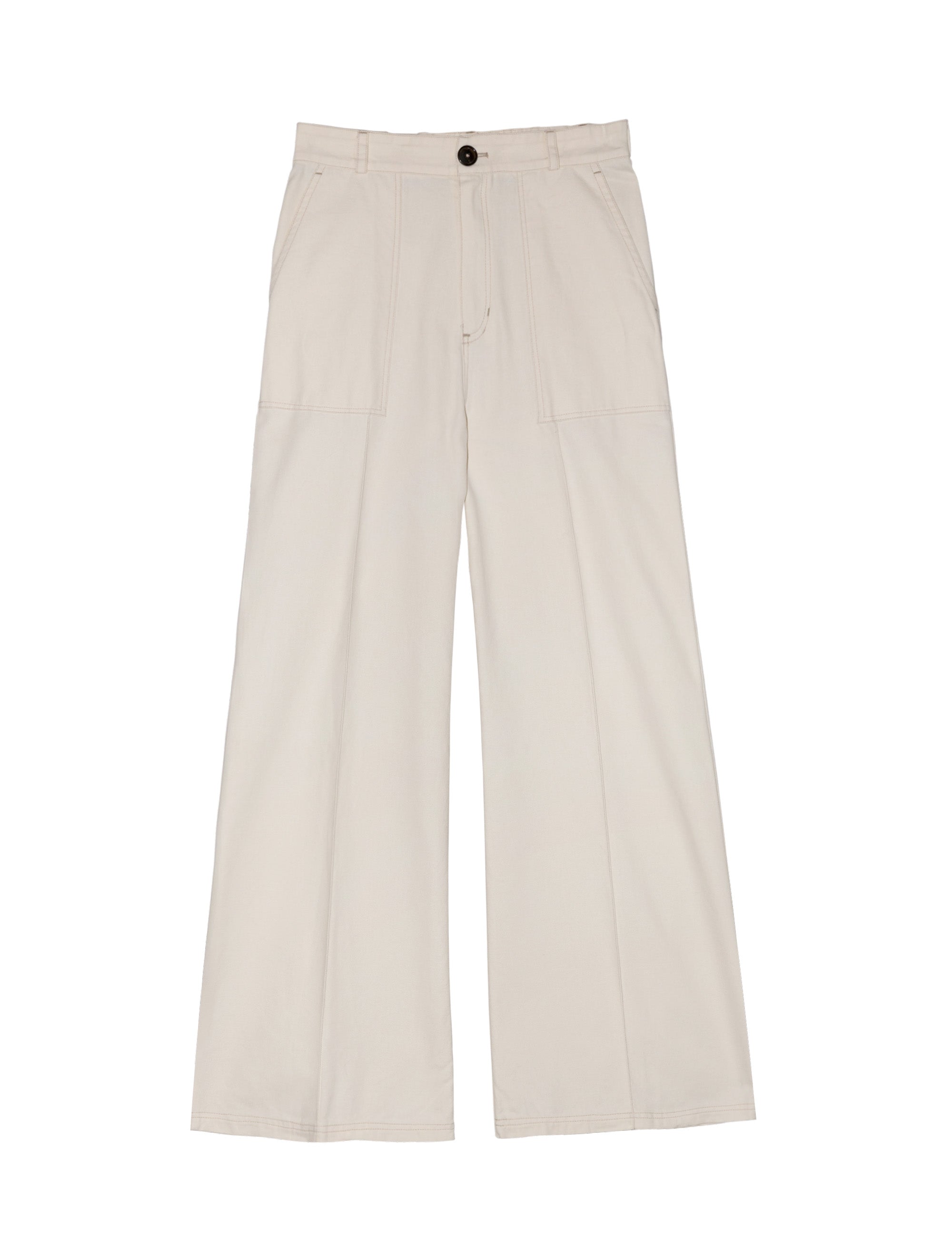 Women's wide canvas pants in cream color