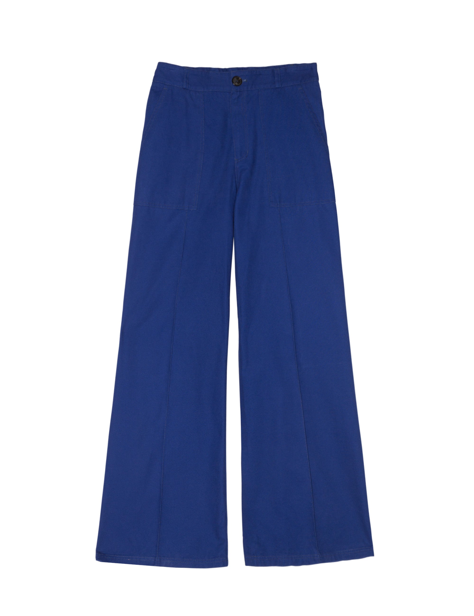 Women's wide canvas pants in indigo blue color